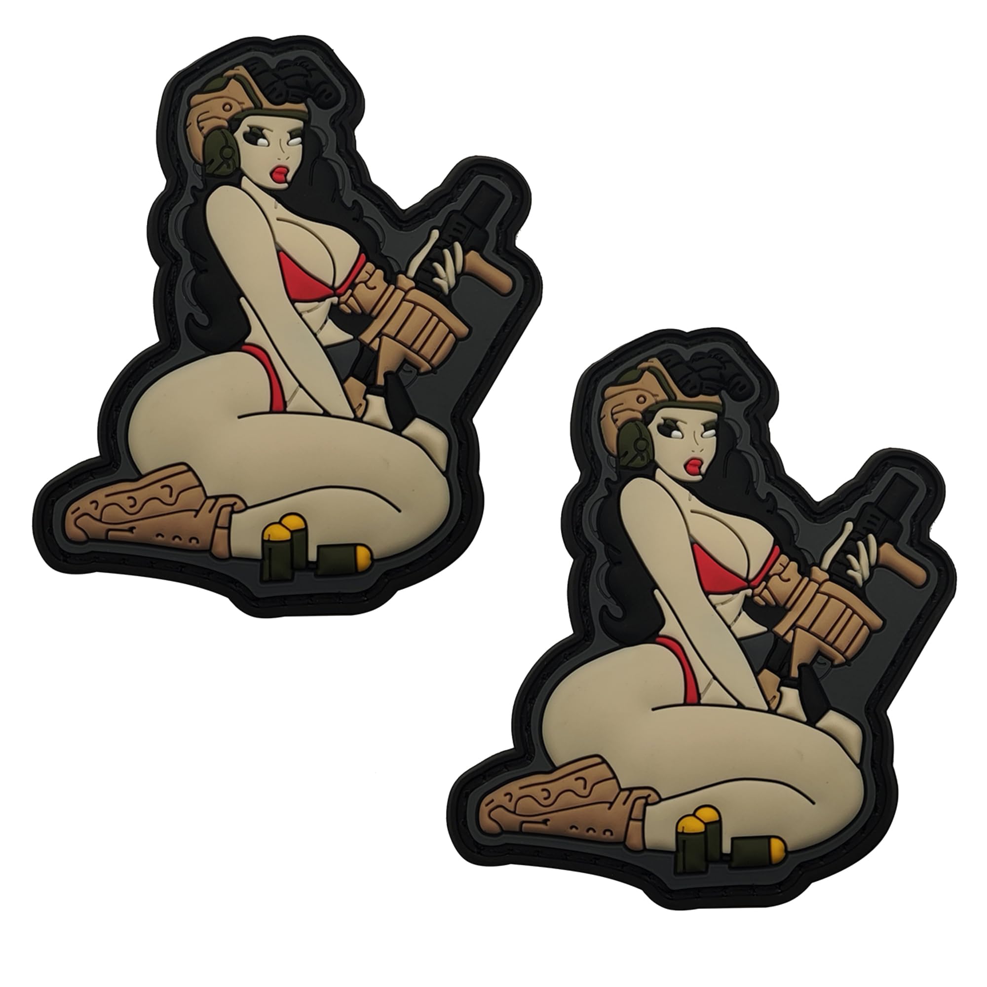 Bikini Beauty PVC Tactical Morale Patches, Military Armband Backpack Badges, Hook and Loop Backing, 3.35 x 2.95 Inch, Set of 2