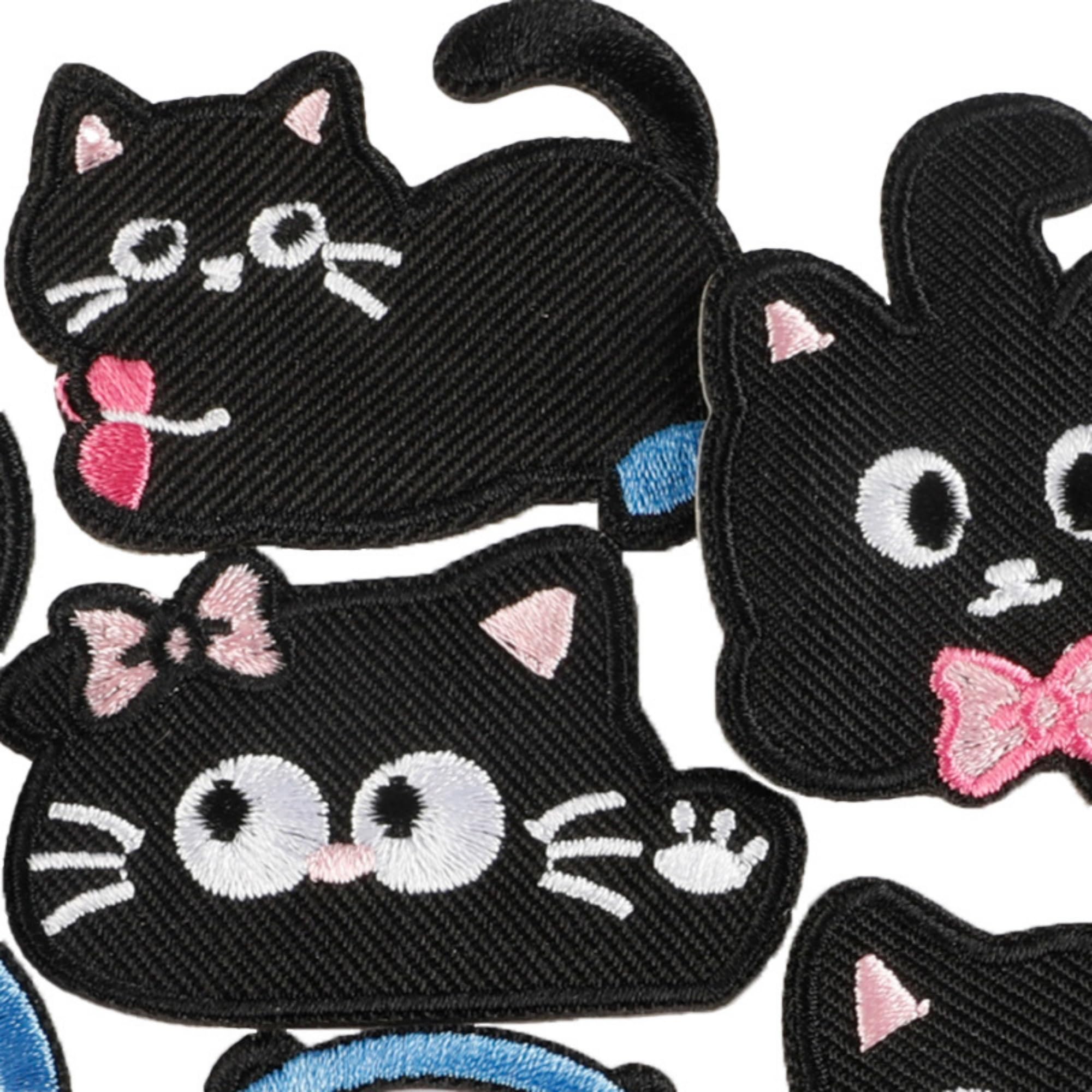 Black Cat Iron-on Patches, Cute Embroidered Design, DIY Self-Adhesive Appliques for Clothing, 12 Pack - Image 3