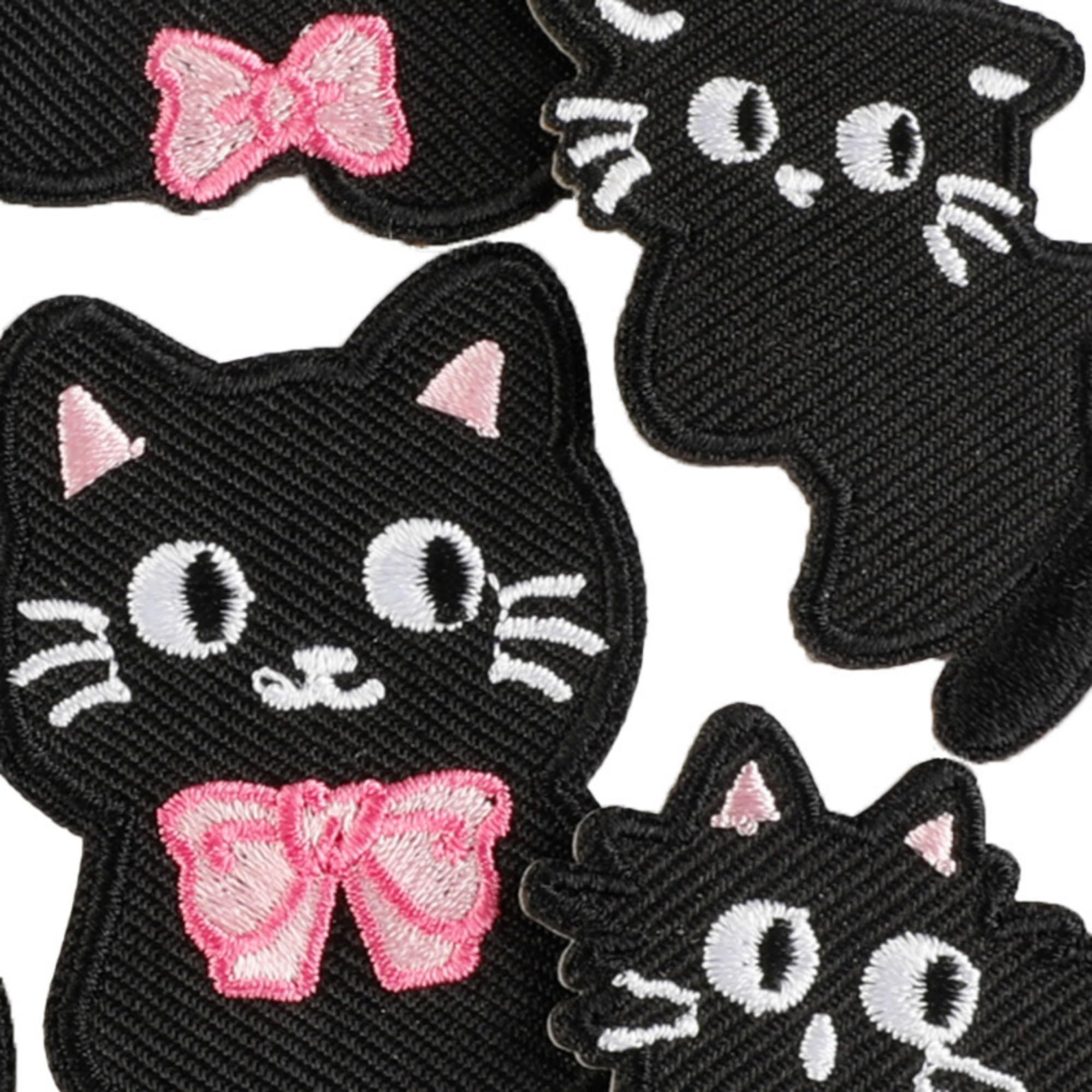 Black Cat Iron-on Patches, Cute Embroidered Design, DIY Self-Adhesive Appliques for Clothing, 12 Pack - Image 4