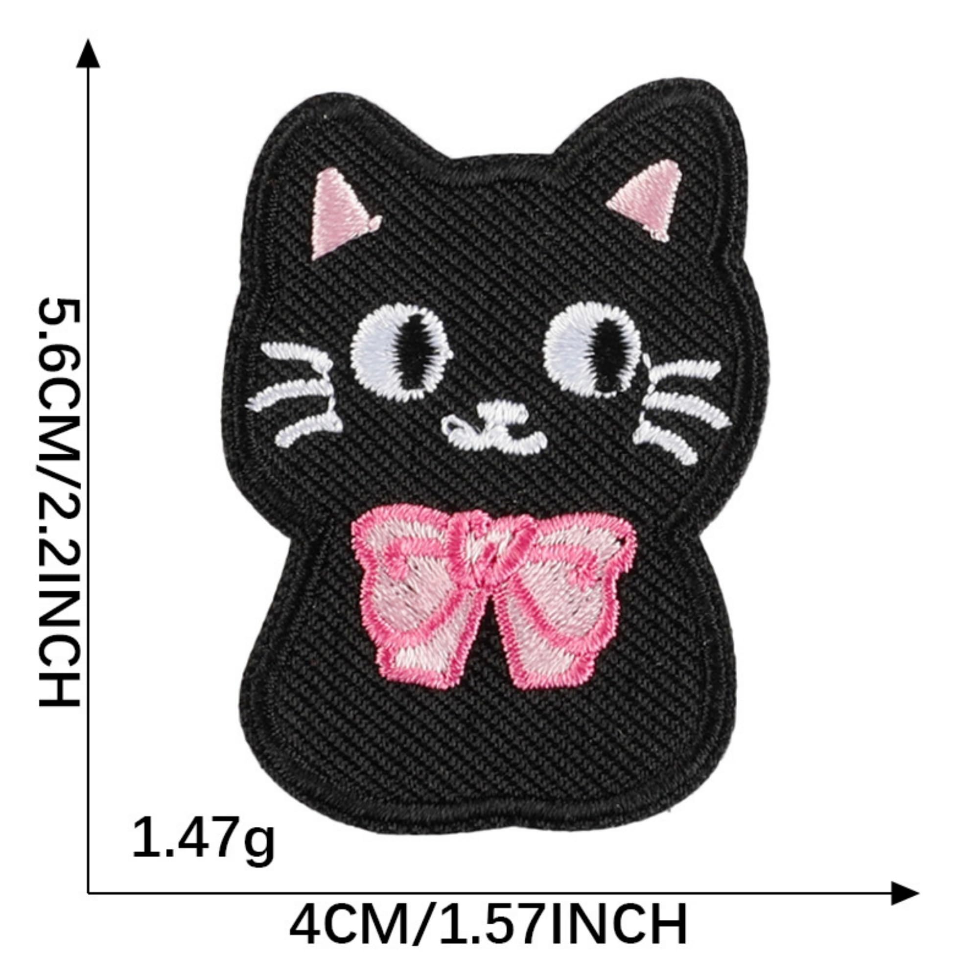 Black Cat Iron-on Patches, Cute Embroidered Design, DIY Self-Adhesive Appliques for Clothing, 12 Pack - Image 5