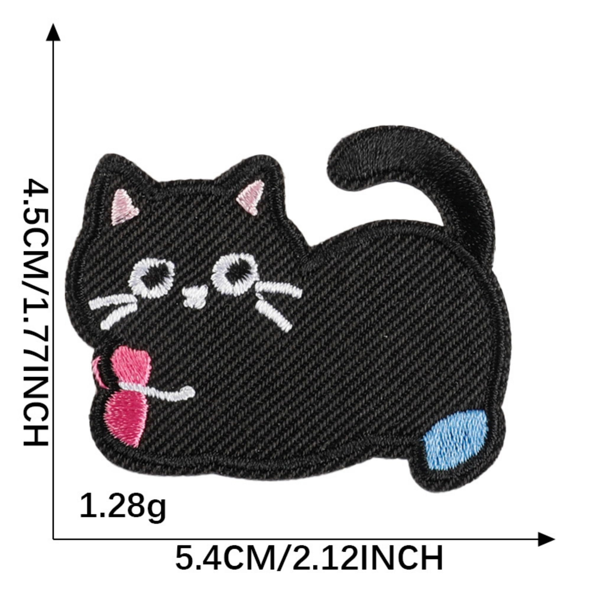 Black Cat Iron-on Patches, Cute Embroidered Design, DIY Self-Adhesive Appliques for Clothing, 12 Pack - Image 7