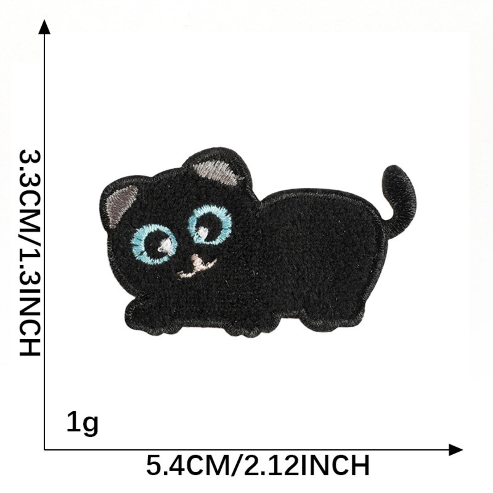 Black Cat Iron-on Patches, Embroidered Self-Adhesive Appliques, Cartoon Design, DIY Accessories, 9-Pack - Image 2