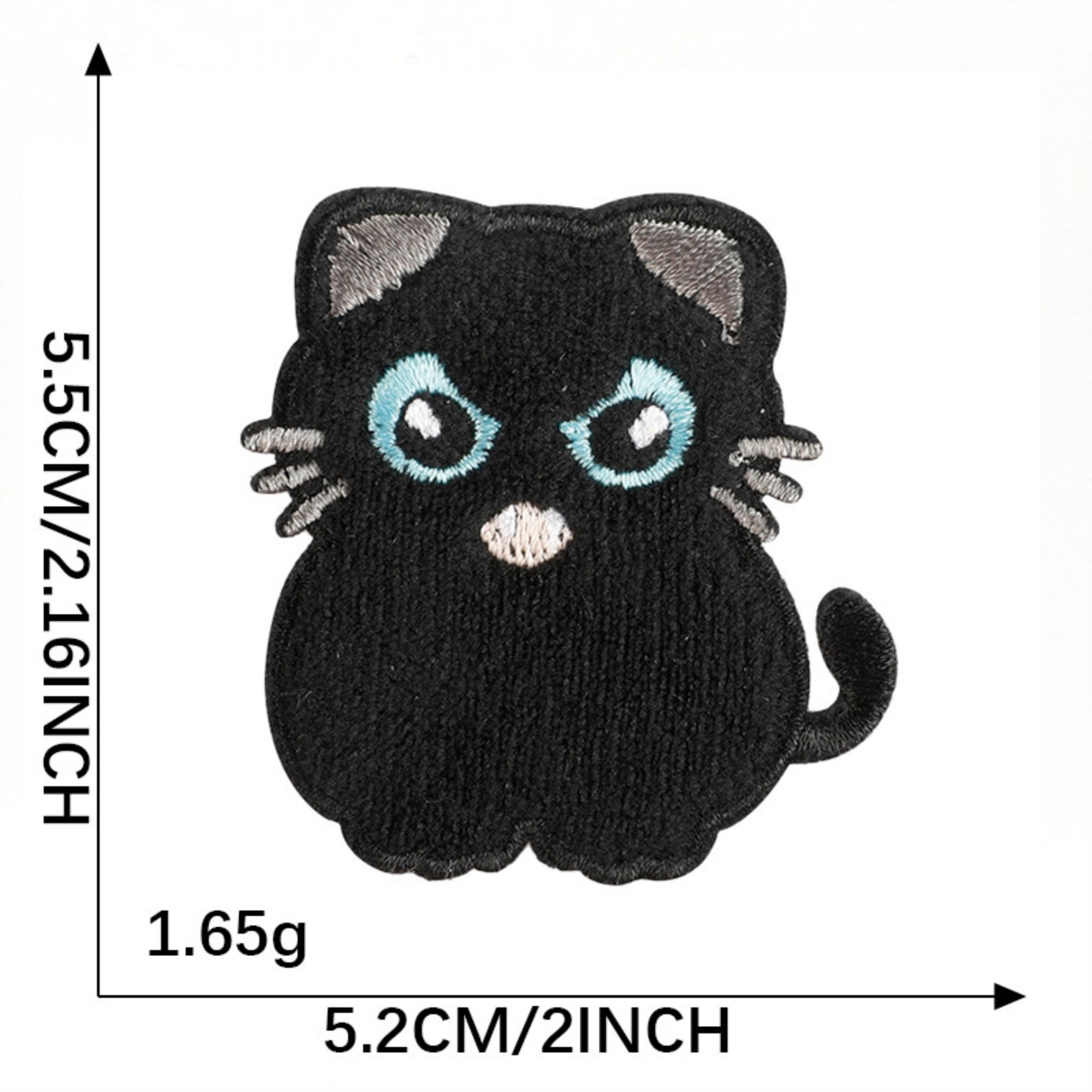 Black Cat Iron-on Patches, Embroidered Self-Adhesive Appliques, Cartoon Design, DIY Accessories, 9-Pack - Image 3