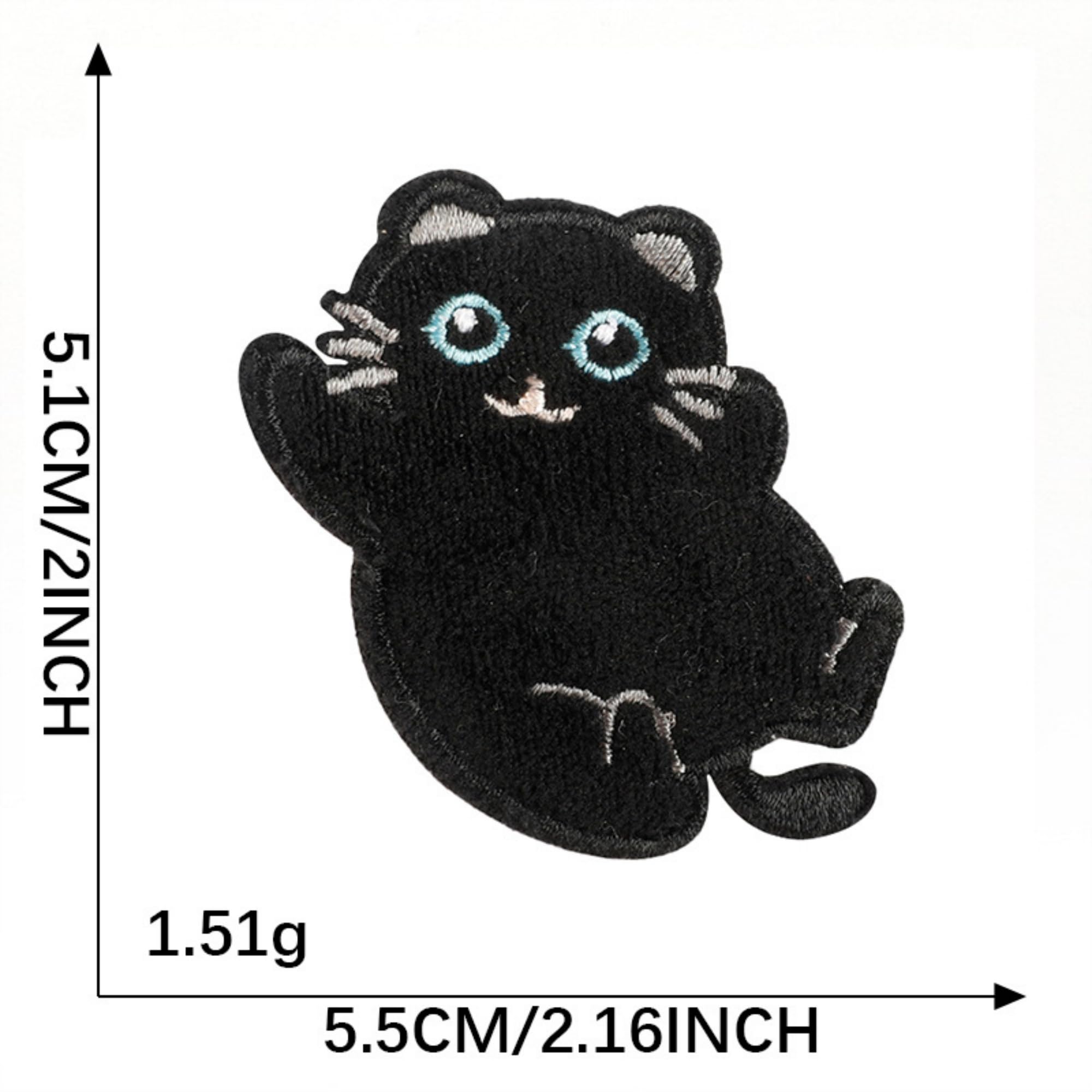 Black Cat Iron-on Patches, Embroidered Self-Adhesive Appliques, Cartoon Design, DIY Accessories, 9-Pack - Image 4