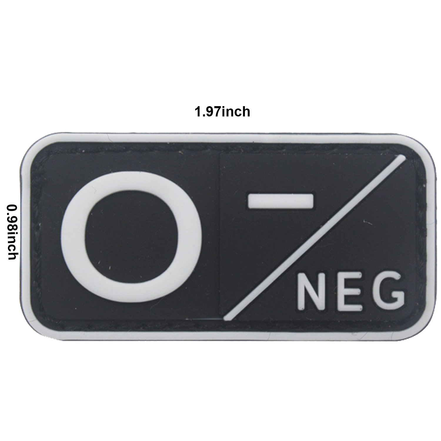Blood Type Patch Kit O Neg, Tactical Type O Negative 3D PVC Rubber Fastener Patches, 1.97 X 0.98 Inch Sized, Bundle 4 Pieces - Image 3