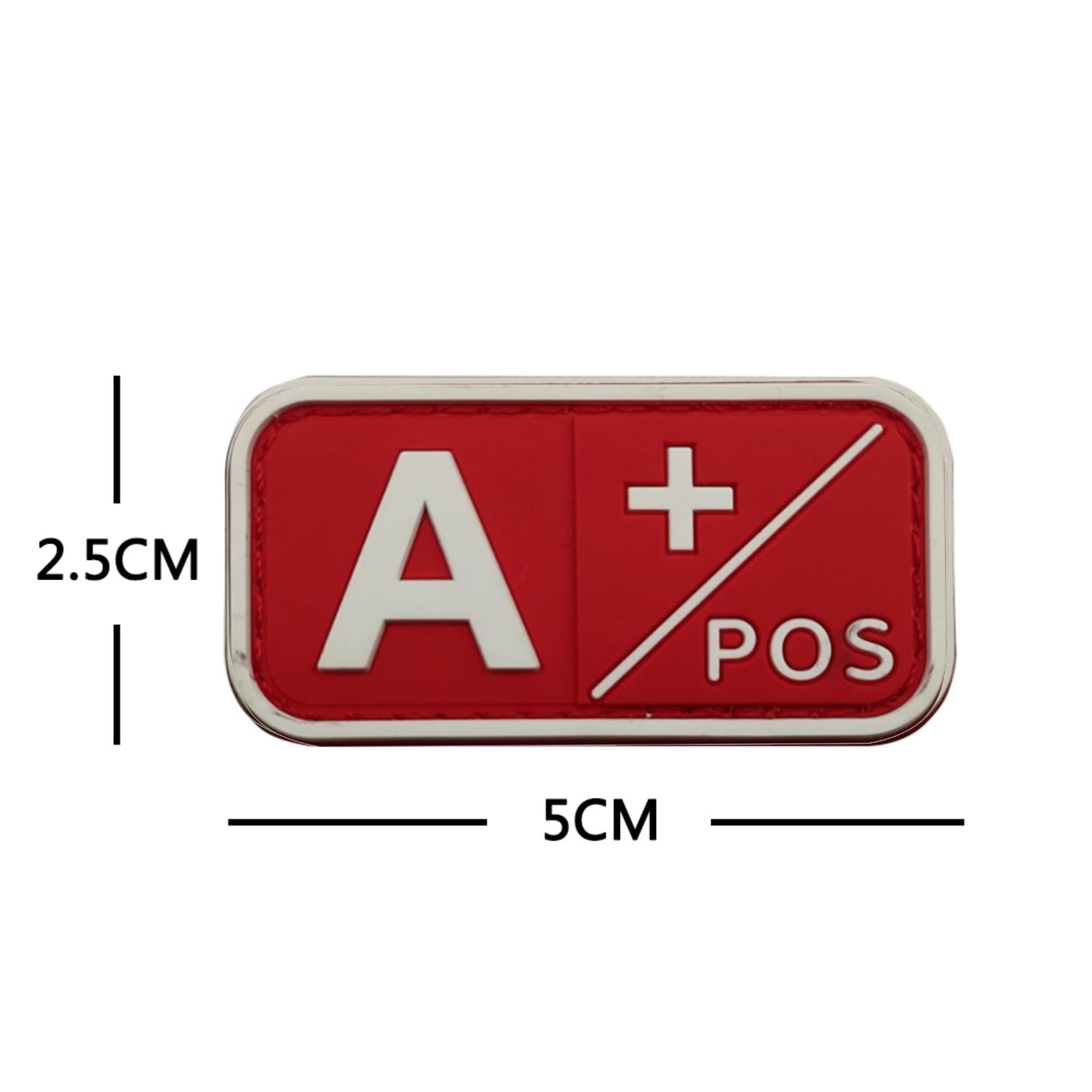 Blood Type PVC A Positive Patches, A+ Pos, Hook and Loop Fastener Backing, 1.97 x 0.98 Inch, Red and White, Set of 4 - Image 2