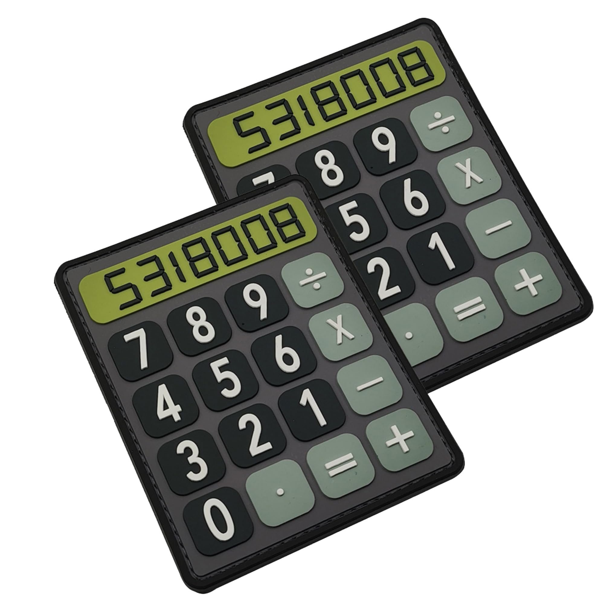 Boobies Calculator PVC Morale Patch, Digital Display Design, Black and Green, Hook and Loop Backing, 3.54 x 2.76 Inch