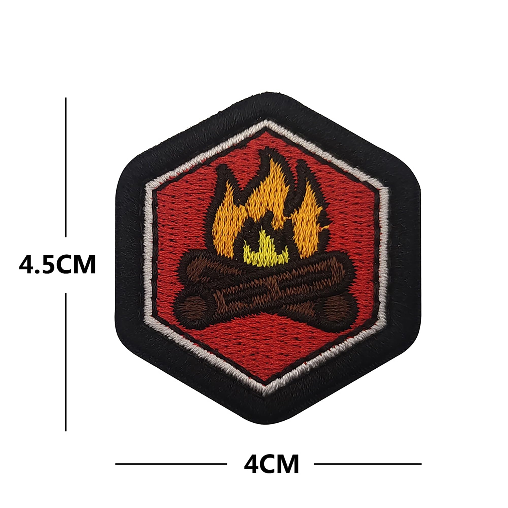 Campfire Embroidered Patches Appliques, Camping Torch Embroidery Patch, Hexagonal Patch Decorative Applique with Hook and Loop Fastener Backing Badges for Clothes, Backpacks, Helmet, Tactical Gears - Image 3