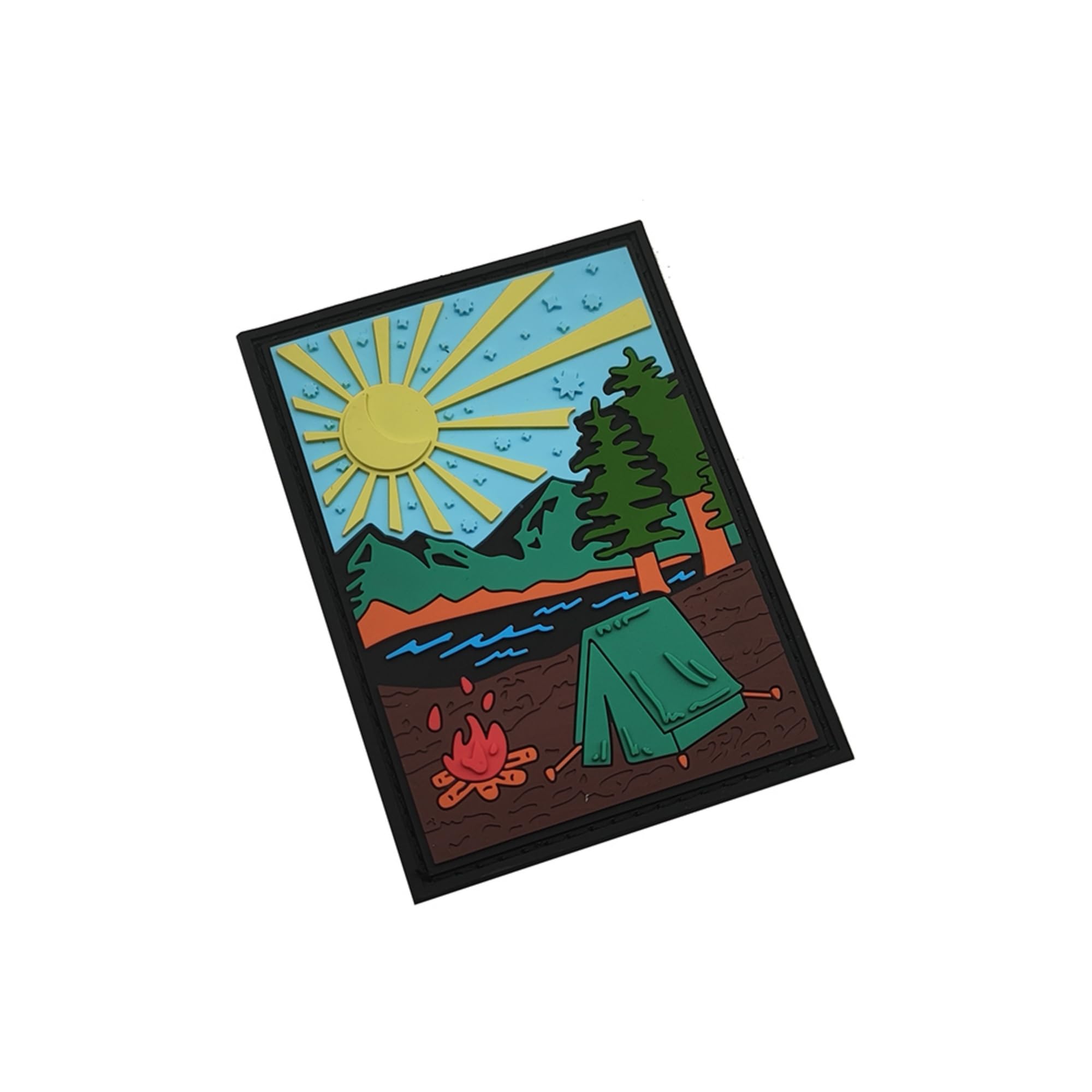 Camping Scene PVC Morale Patches, Camping at Night Outdoors Adventure Decorative Repair Patch, Camping Illustration Camp Life Sewing Appliques with Hook and Loop Backing, 3.15 x 2.28 Inch - Image 8