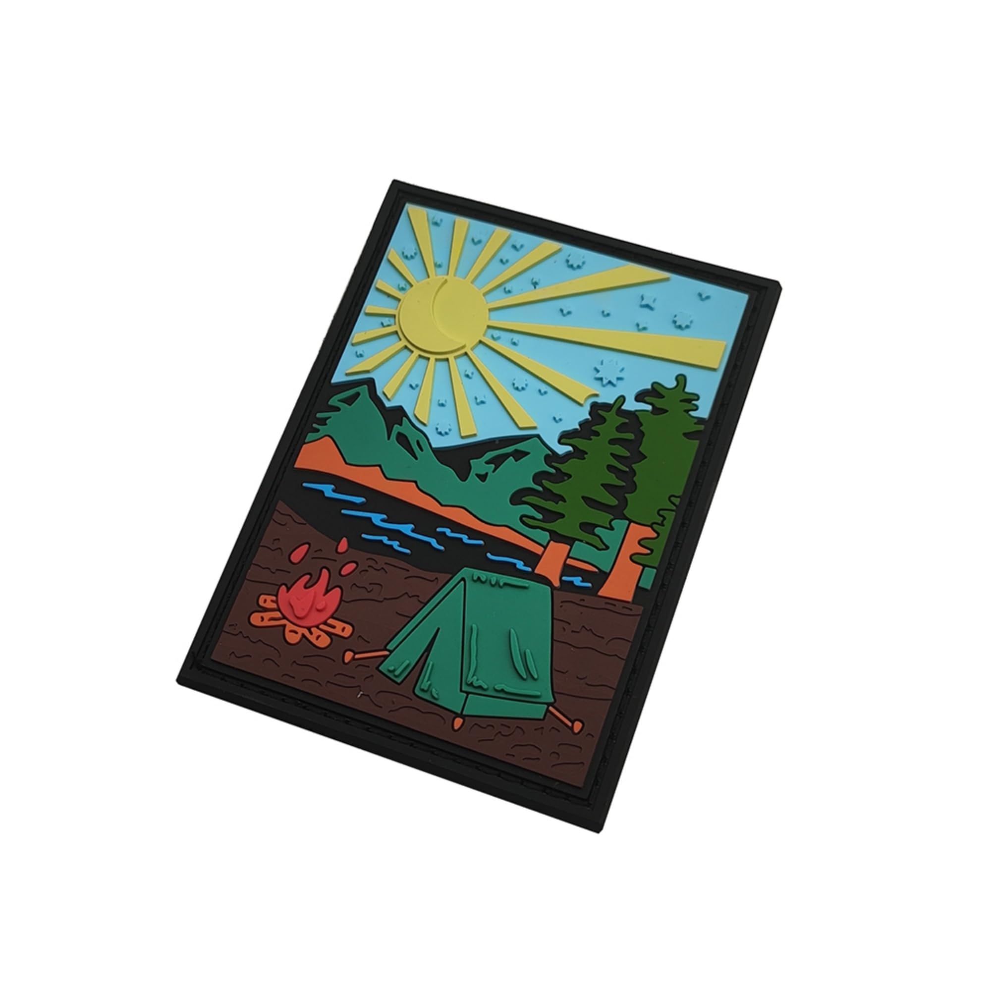 Camping Scene PVC Morale Patches, Camping at Night Outdoors Adventure Decorative Repair Patch, Camping Illustration Camp Life Sewing Appliques with Hook and Loop Backing, 3.15 x 2.28 Inch - Image 9