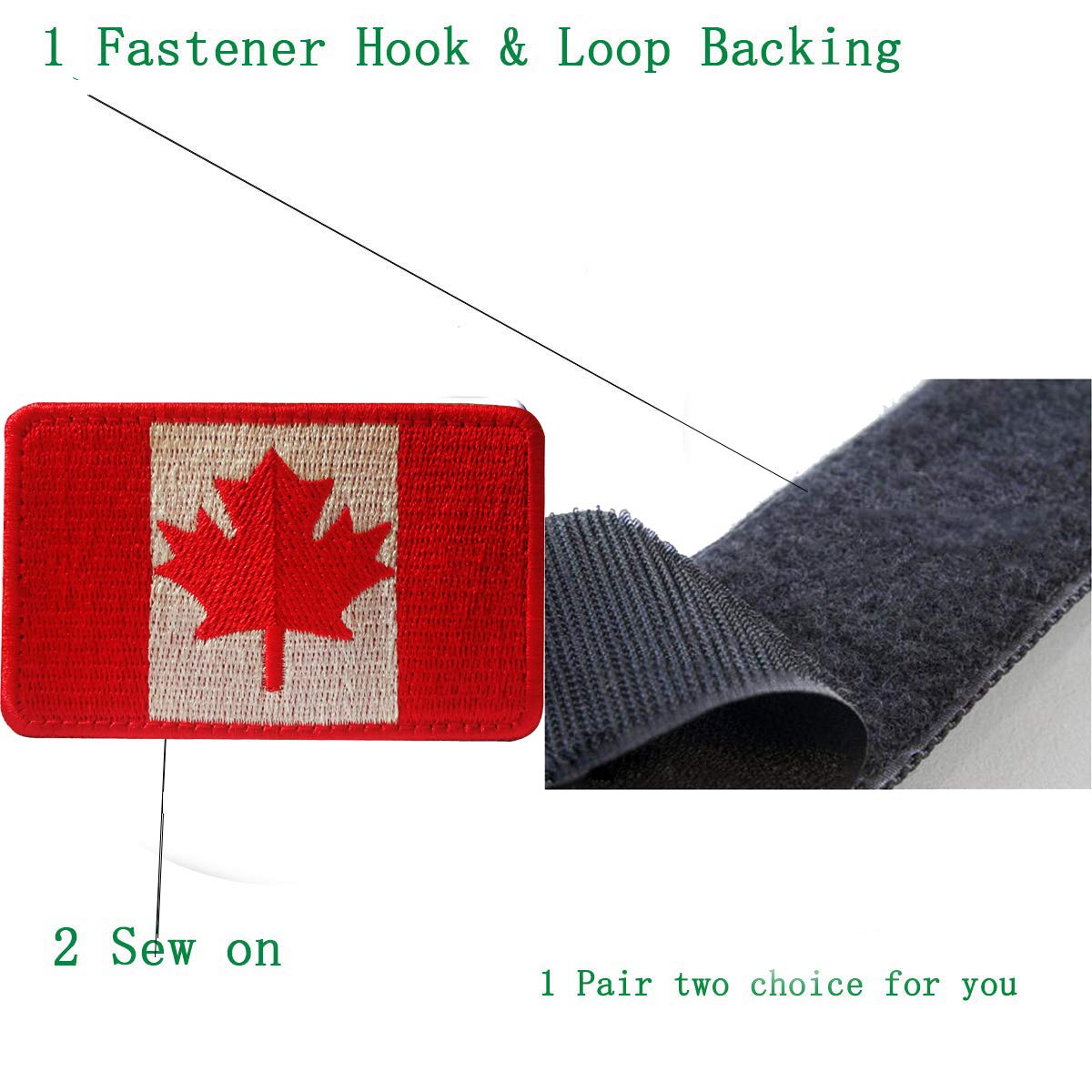Canada Flag Full Embroidered Patch Canadian Maple Leaf National Emblem Tactical Patch Hook & Loop Backing 3.15 x 1.97 Inch - Image 4