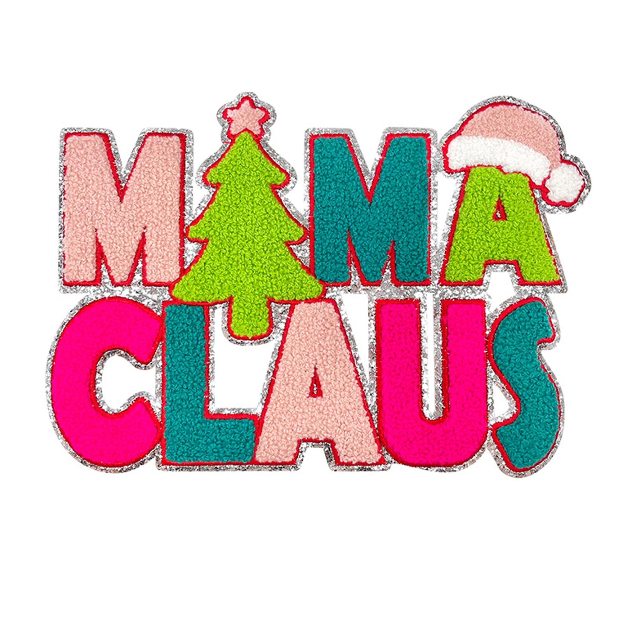 Christmas Holiday DIY Towel Embroidered Patches, Large Size Decorative Appliques, 10.2 x 7.2 Inch