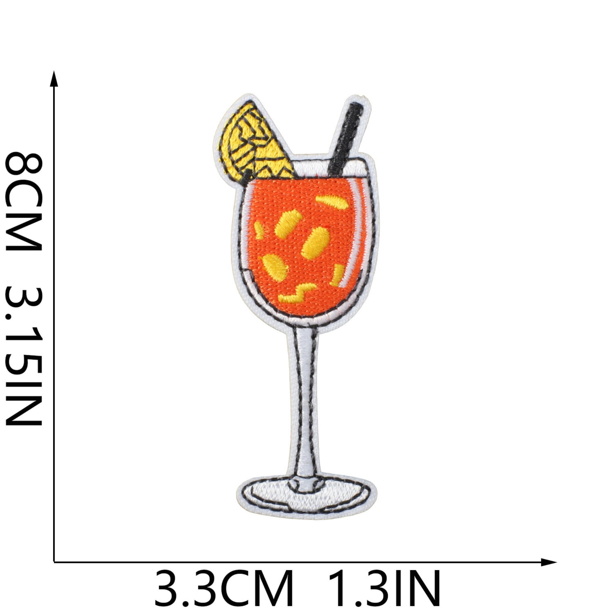 Cocktail Embroidered Iron-On Patches, Happy Hour Beverage Cup Appliques, Self-Adhesive Clothing and Bag Decoration, 8 Piece Set - Image 4
