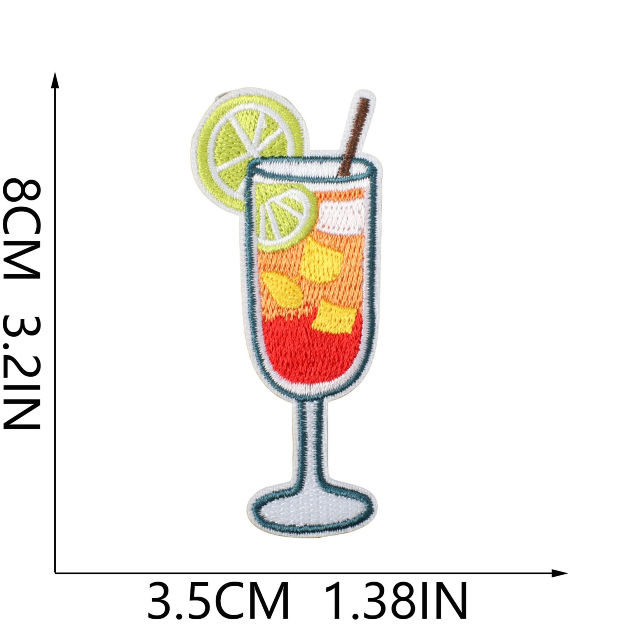 Cocktail Embroidered Iron-On Patches, Happy Hour Beverage Cup Appliques, Self-Adhesive Clothing and Bag Decoration, 8 Piece Set - Image 7