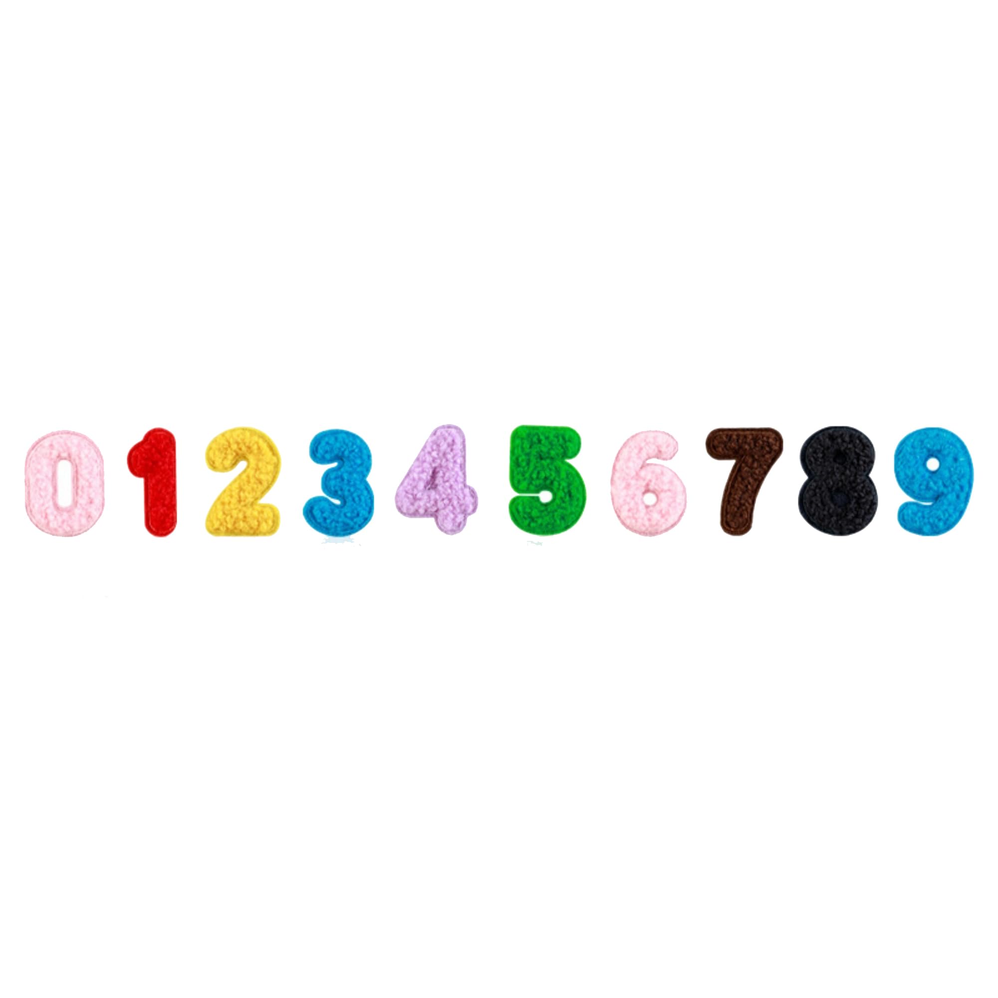 Colorful Number Patches, 0-9 Iron-on Embroidered Appliques, Sew-on Fabric Numbers, 3 x 2 Inch