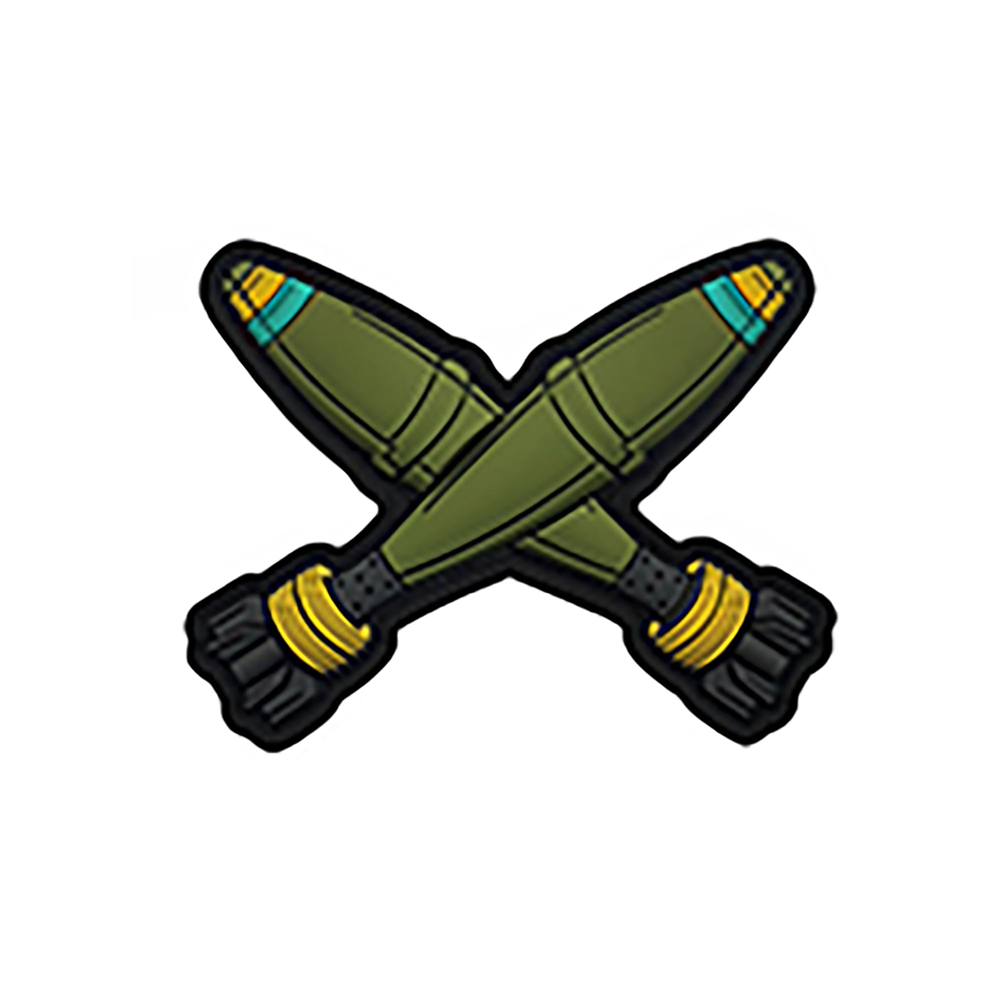 Crossed Missiles PVC Patch, Morale Military Green, 3D Rubber Tactical Badge with Hook and Loop Backing, 3.54 x 2.87 Inch