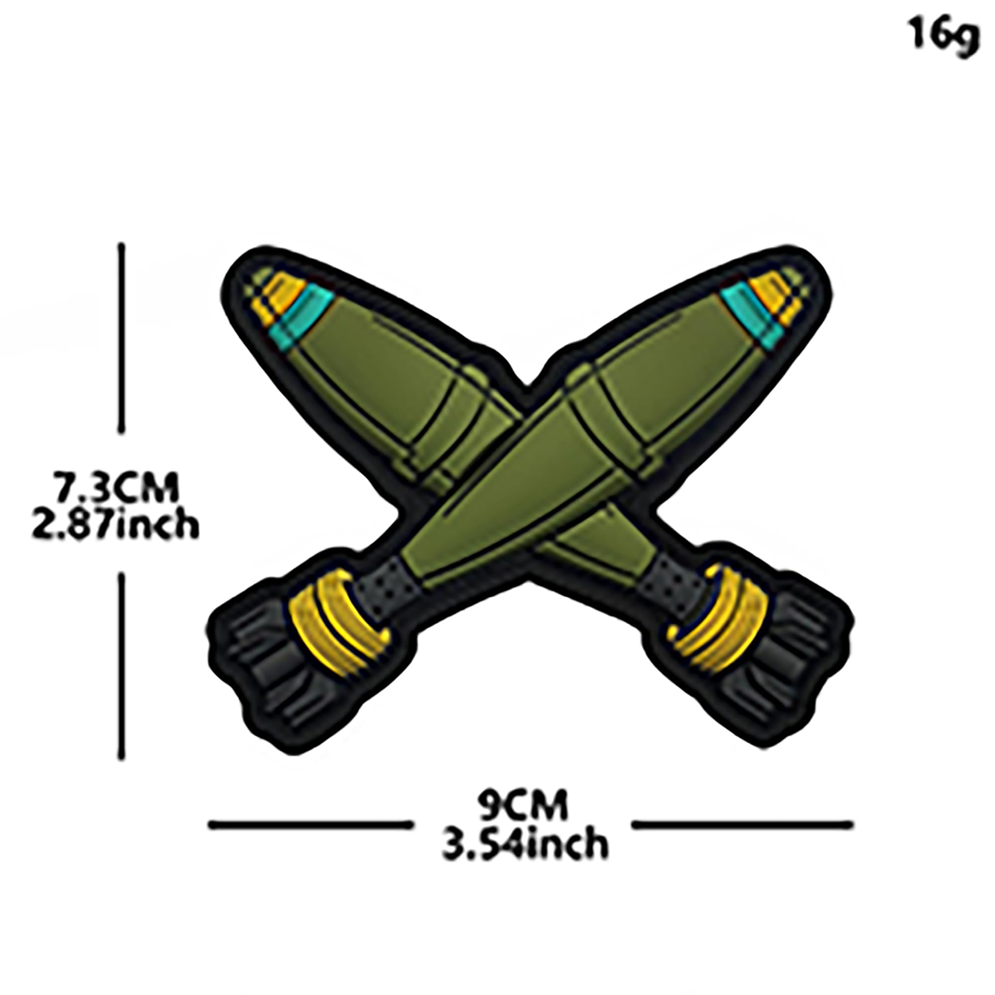 Crossed Missiles PVC Patch, Morale Military Green, 3D Rubber Tactical Badge with Hook and Loop Backing, 3.54 x 2.87 Inch - Image 3