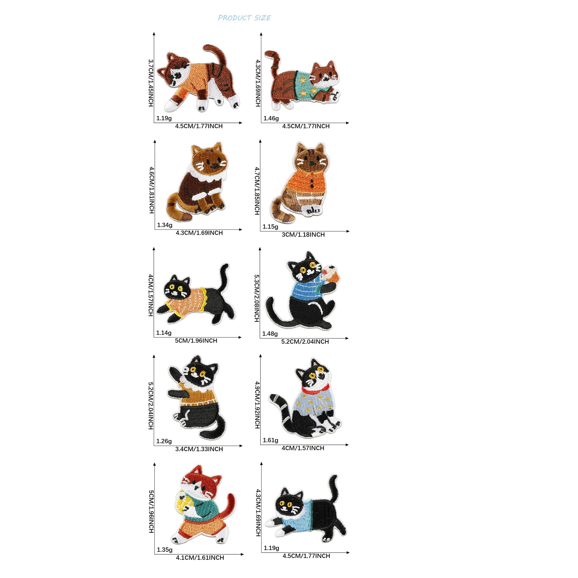 Cute Kitten Embroidered Iron on Patches, Self-Adhesive Appliques for Clothing, Accessories, Shoes, Hats, Fabrics - Image 2