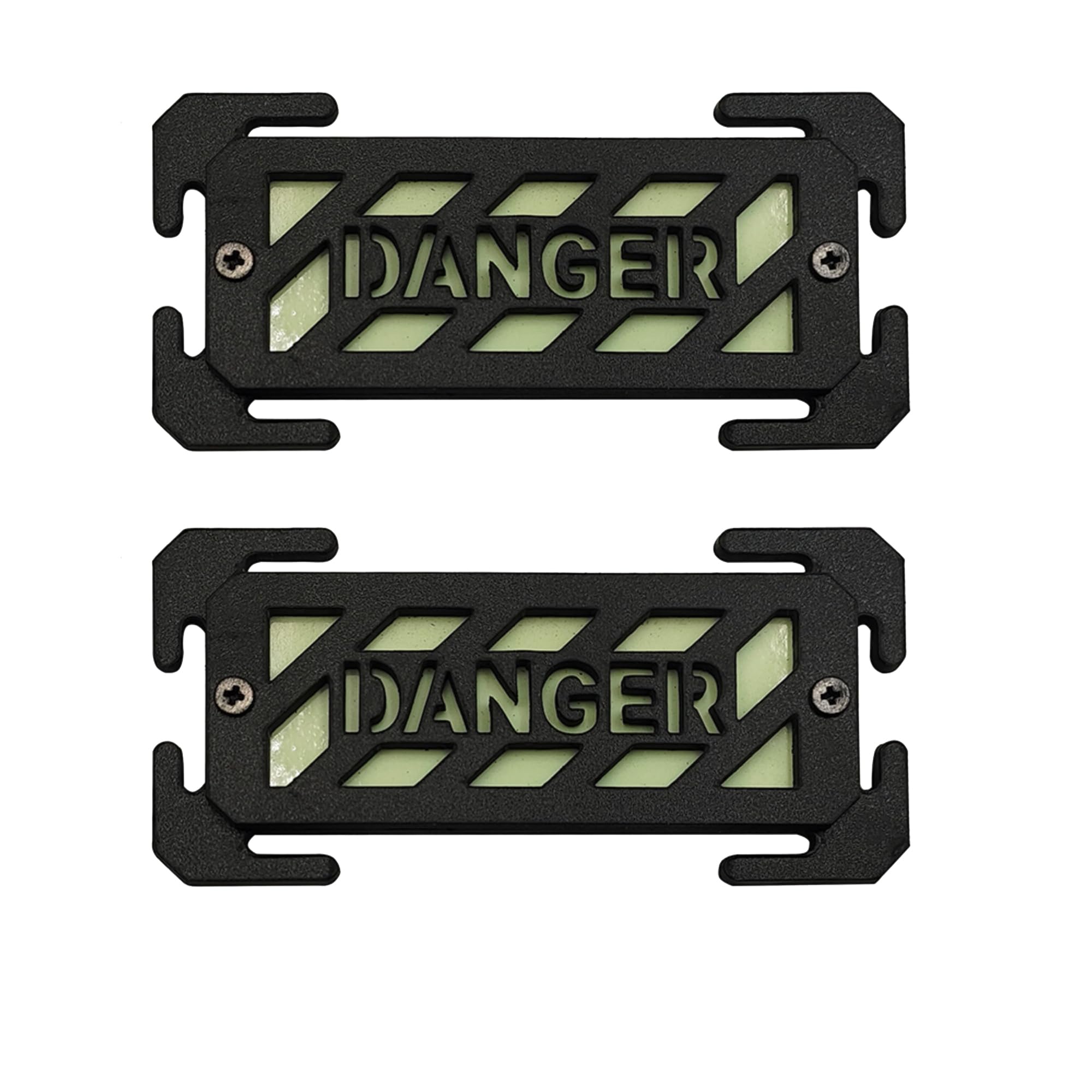 Danger Reflective Warning Safety Patch, ABS Plastic, Glow-in-the-Dark, 4.13 x 1.97 Inch, EDC Bag Buckle Accessory