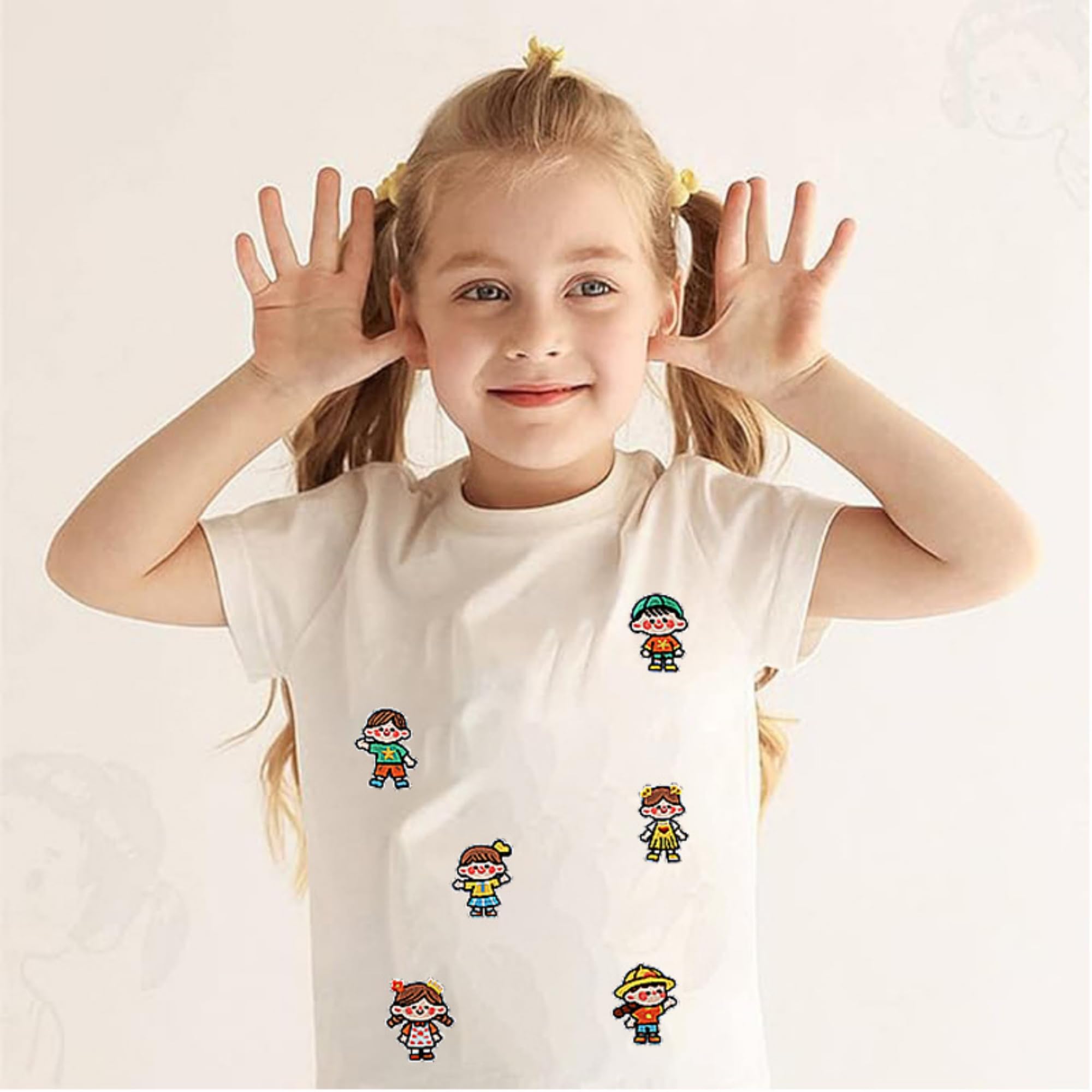 Decorative Children Character Iron-On Patches, Boy and Girl DIY Clothing Accessories, Embroidered Design Collection, 12 Pieces - Image 6