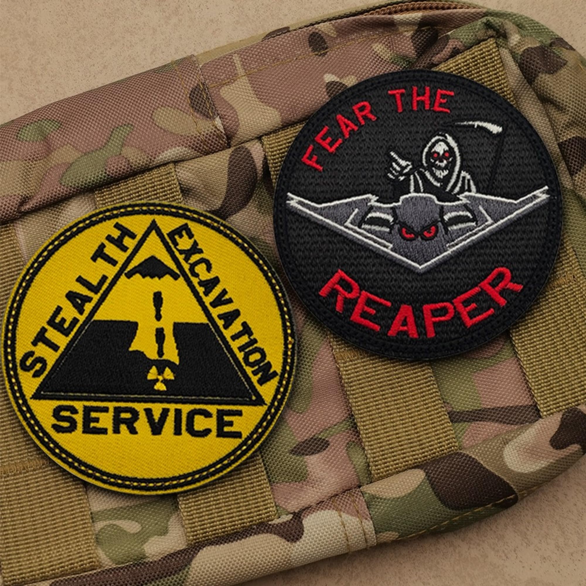 Deep Excavation Stealth Bomber Embroidered Tactical Patches Appliques, Hook and Loop Backing - Image 6