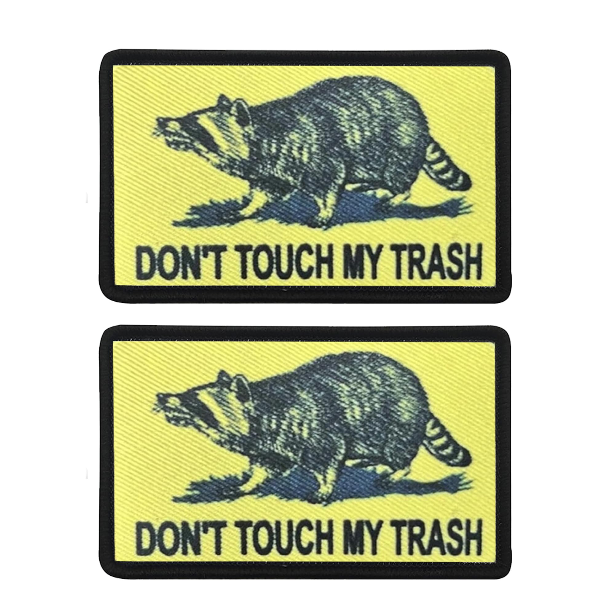 Don't Touch My Trash Raccoon Tactical Morale Patches, 3.15 x 1.97 Inches, Hook and Loop Backing, 2-Pack