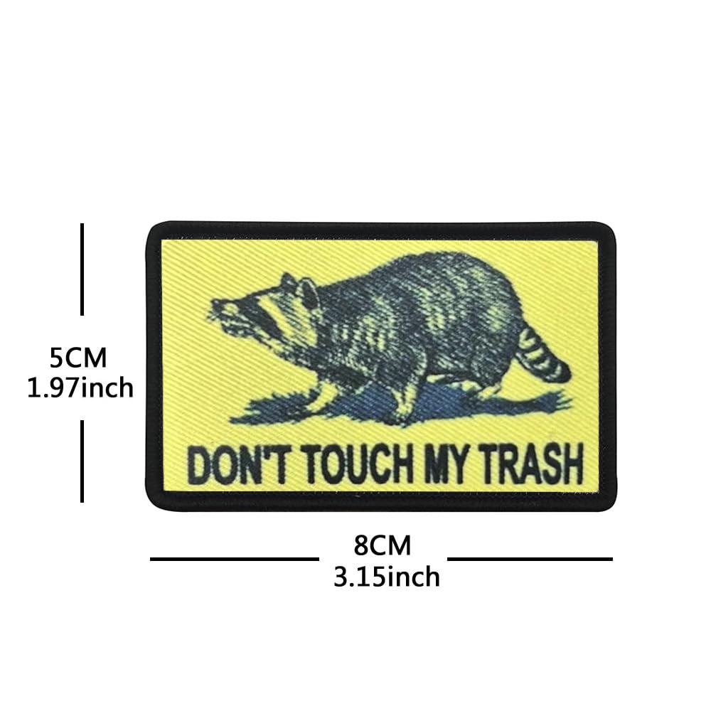 Don't Touch My Trash Raccoon Tactical Morale Patches, 3.15 x 1.97 Inches, Hook and Loop Backing, 2-Pack - Image 2