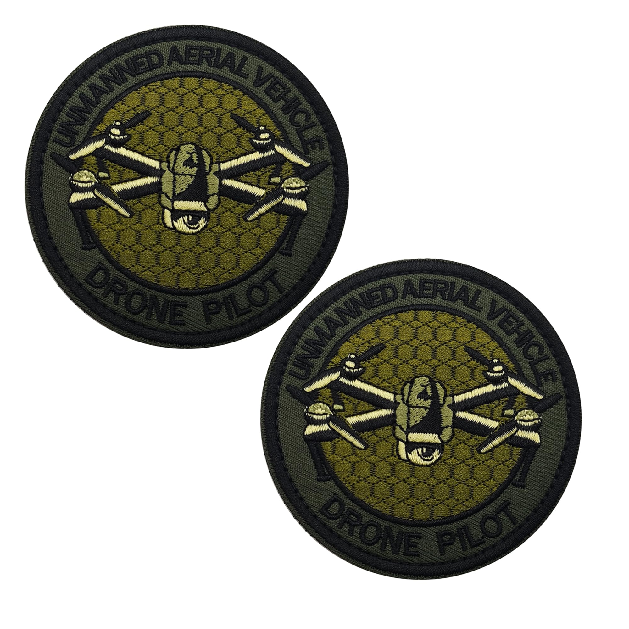 Drone Pilot Embroidered Appliques Patches, 3.15 Inch, Hook and Loop Backing, Navy Blue, 2-Pack