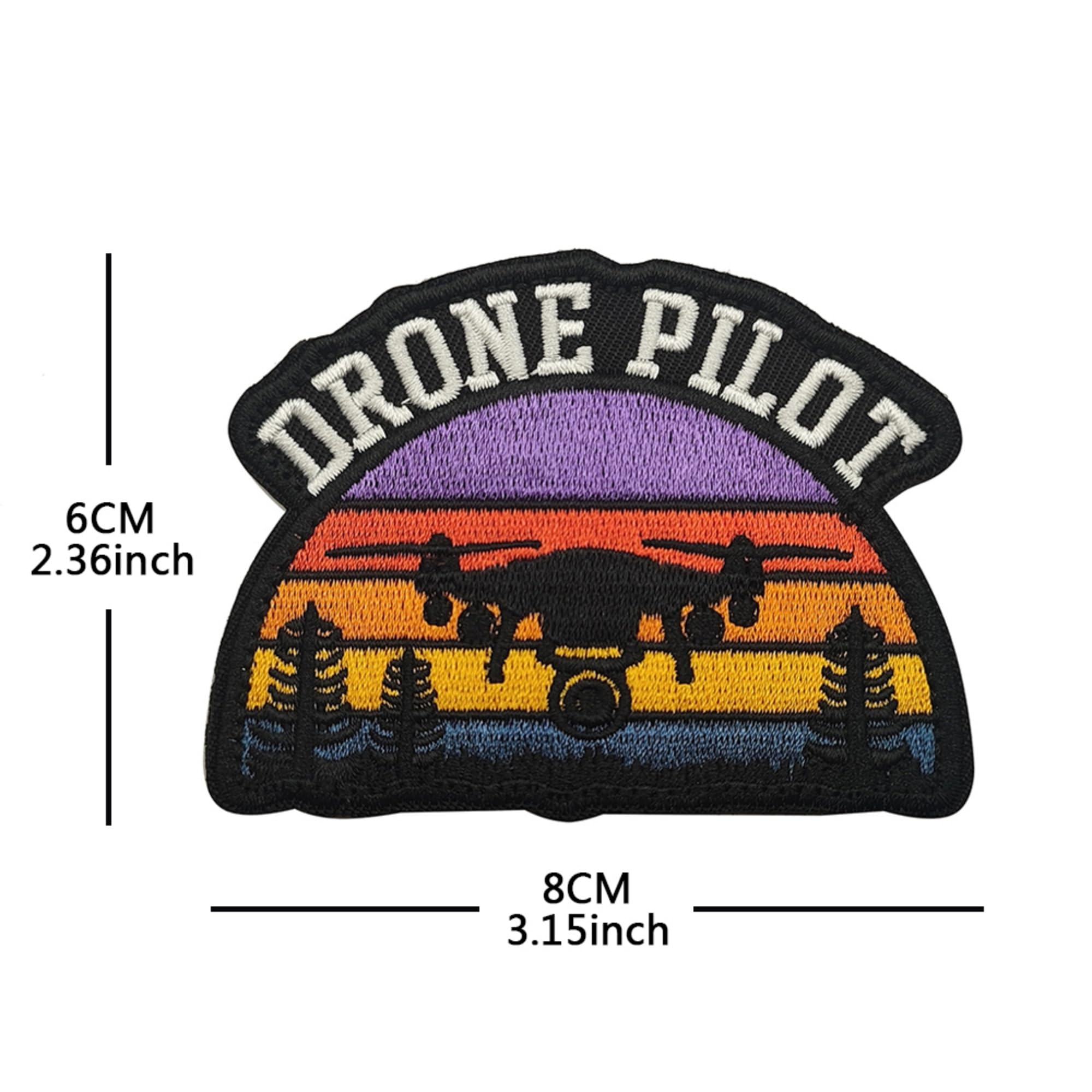 Drone Pilot Embroidered Patches, Retro Rainbow Sunset Design, Tactical Armband Emblem Badges, 3.15 x 2.36 Inch, Hook and Loop Backing, 2-Pack - Image 2