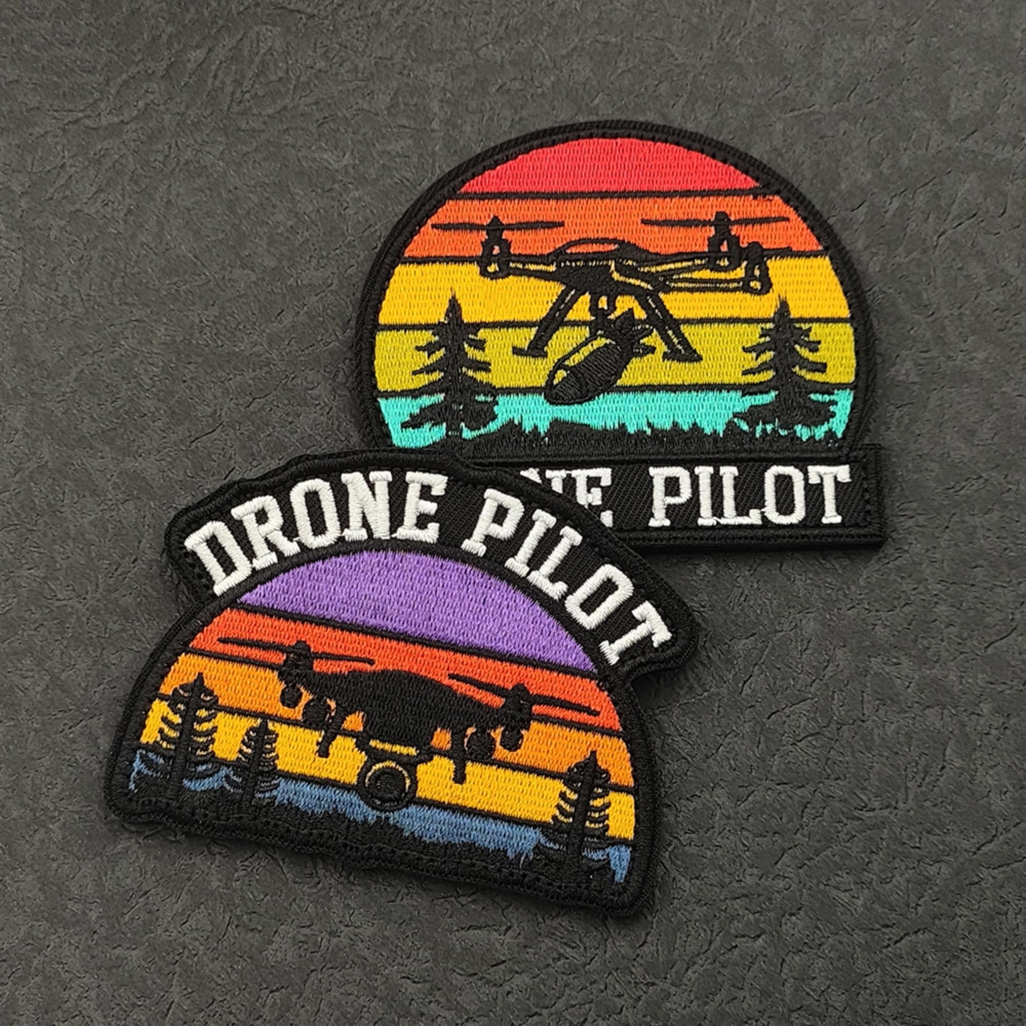 Drone Pilot Embroidered Patches, Retro Rainbow Sunset Design, Tactical Armband Emblem Badges, 3.15 x 2.36 Inch, Hook and Loop Backing, 2-Pack - Image 4