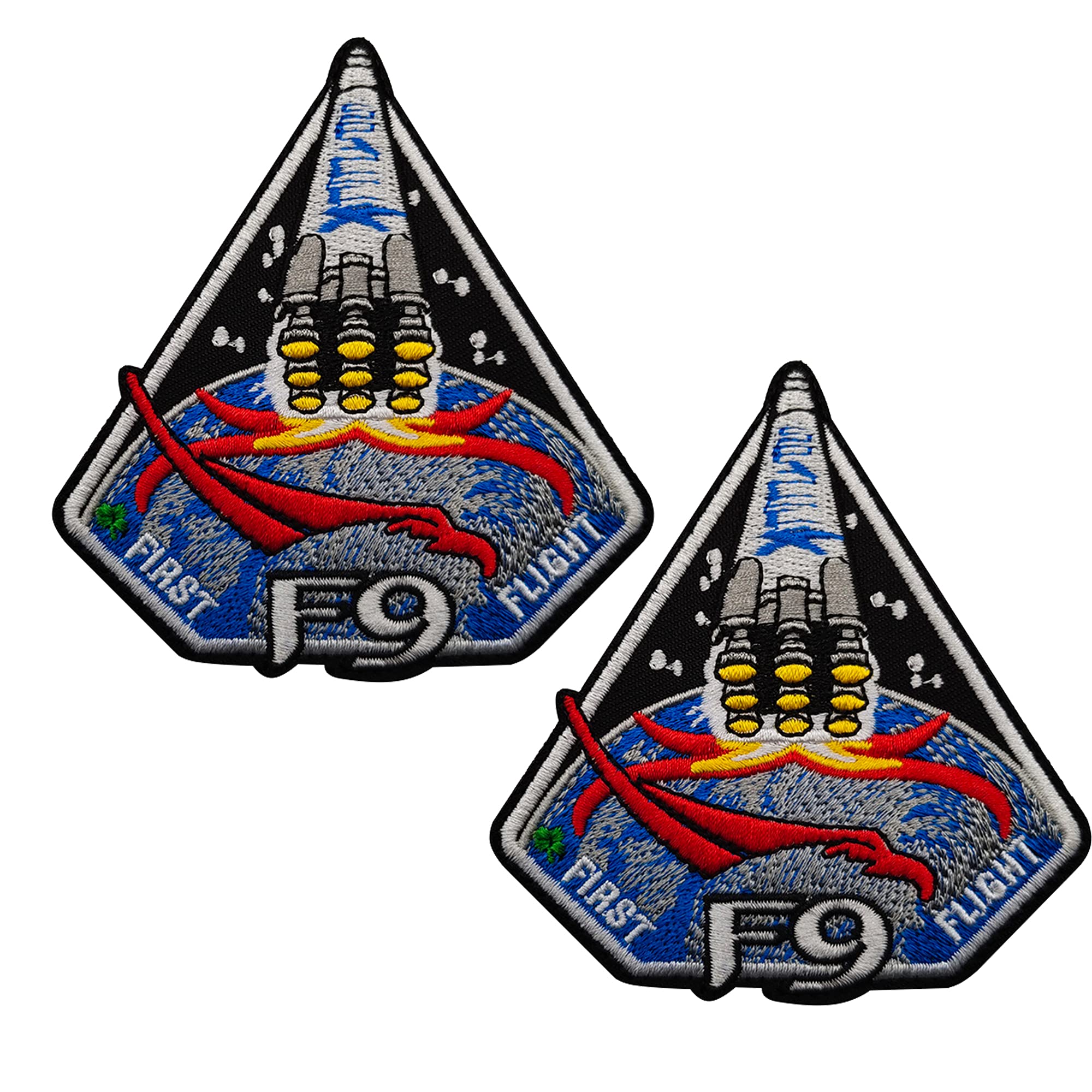 Falcon 9 Dragon CRS Mission Embroidered Patches, F9 First Flight Space Mission Program Logo Embroidered Patches Decoration Sew On Appliques Badges Set