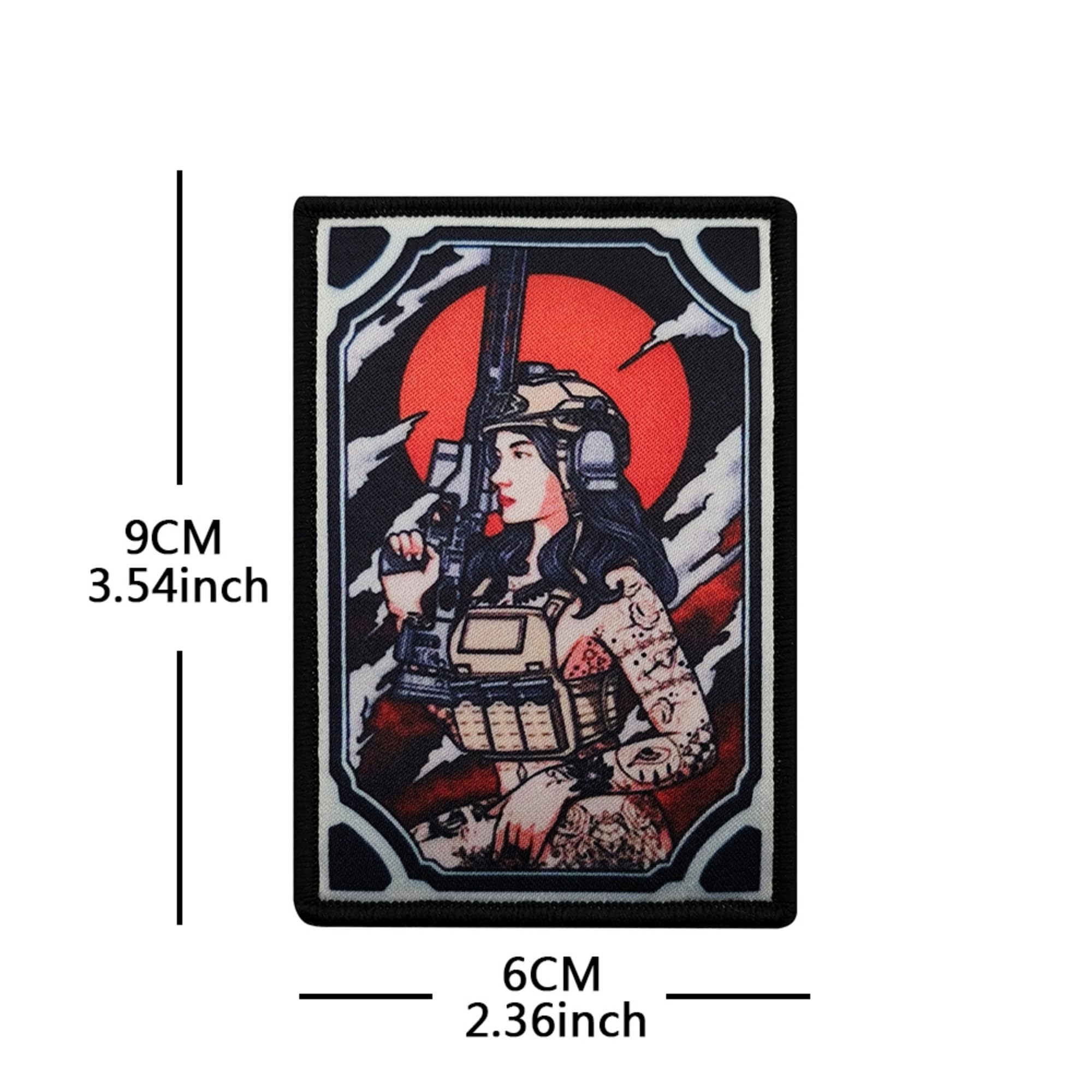 Female Warrior Embroidered Appliques Sunset Raid and Combat Art Design Patches, 3.54 x 2.36 Inch,3.54 x 1.97Inch, Hook and Loop Backing, 2-Pack - Image 6