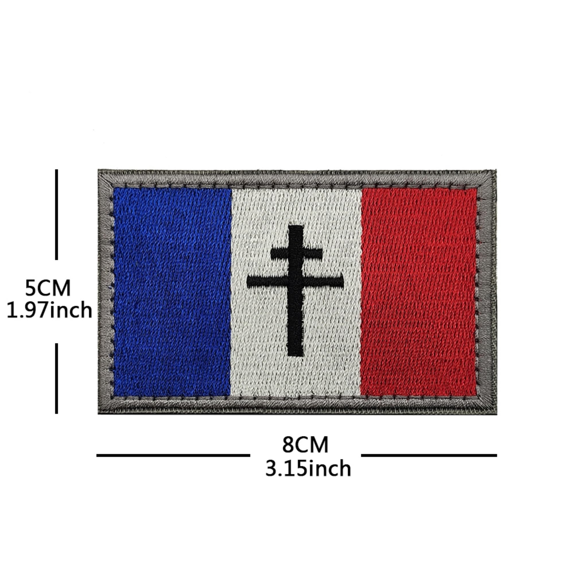 French Flag Cross Military Tactical Patches, Hook and Loop Backing, Shield and Rectangle Design, 2-Pack - Image 4
