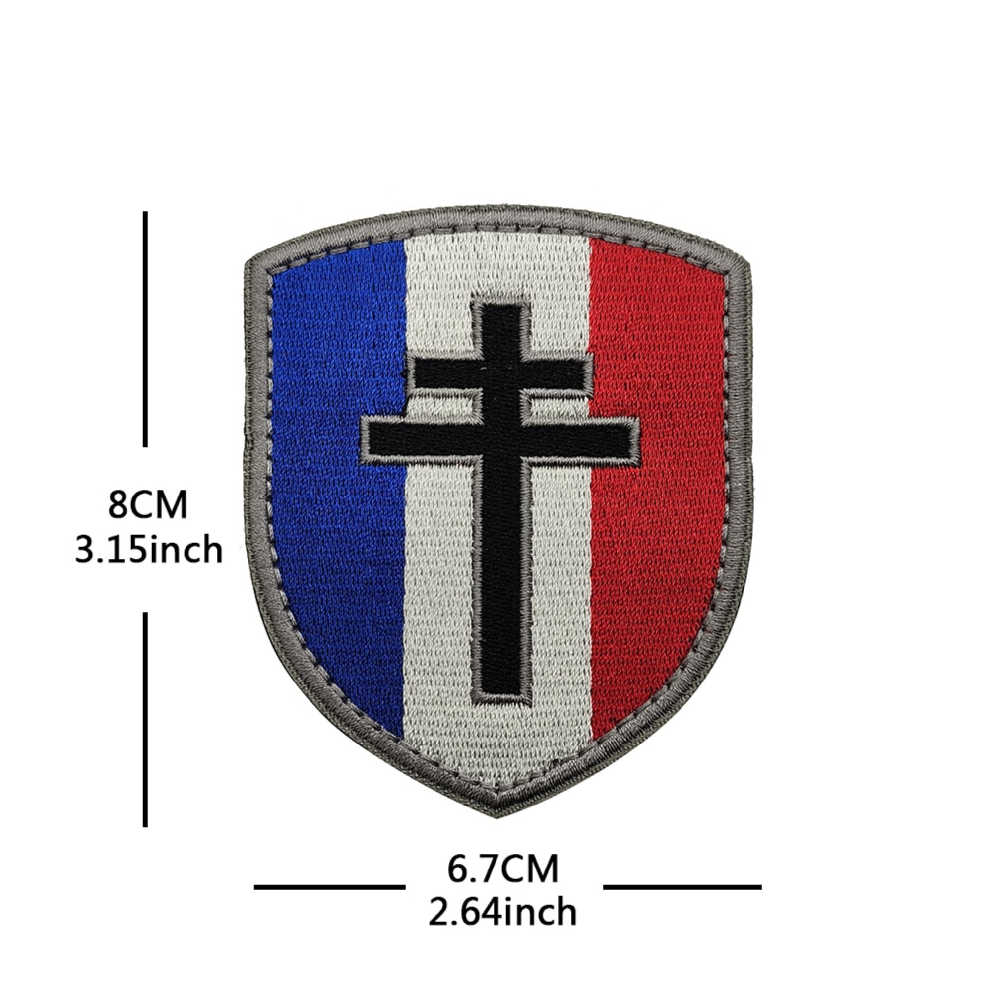 French Flag Cross Military Tactical Patches, Hook and Loop Backing, Shield and Rectangle Design, 2-Pack - Image 5