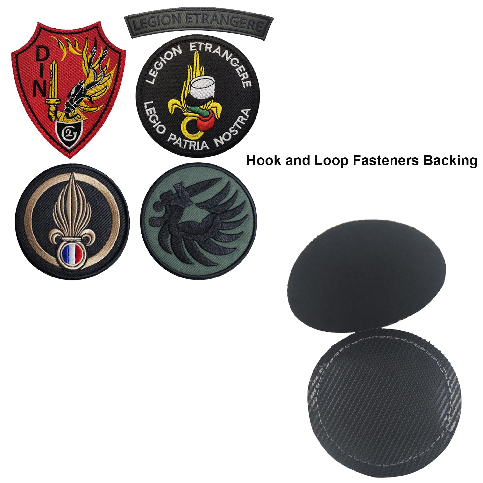 French Foreign Legion Embroidered Appliques Patches, Legion Etrangere Military Hook and Loop Fastener Backing Patch Applique Tactical Emblem Badges, Set of 2, Assorted Designs - Image 3