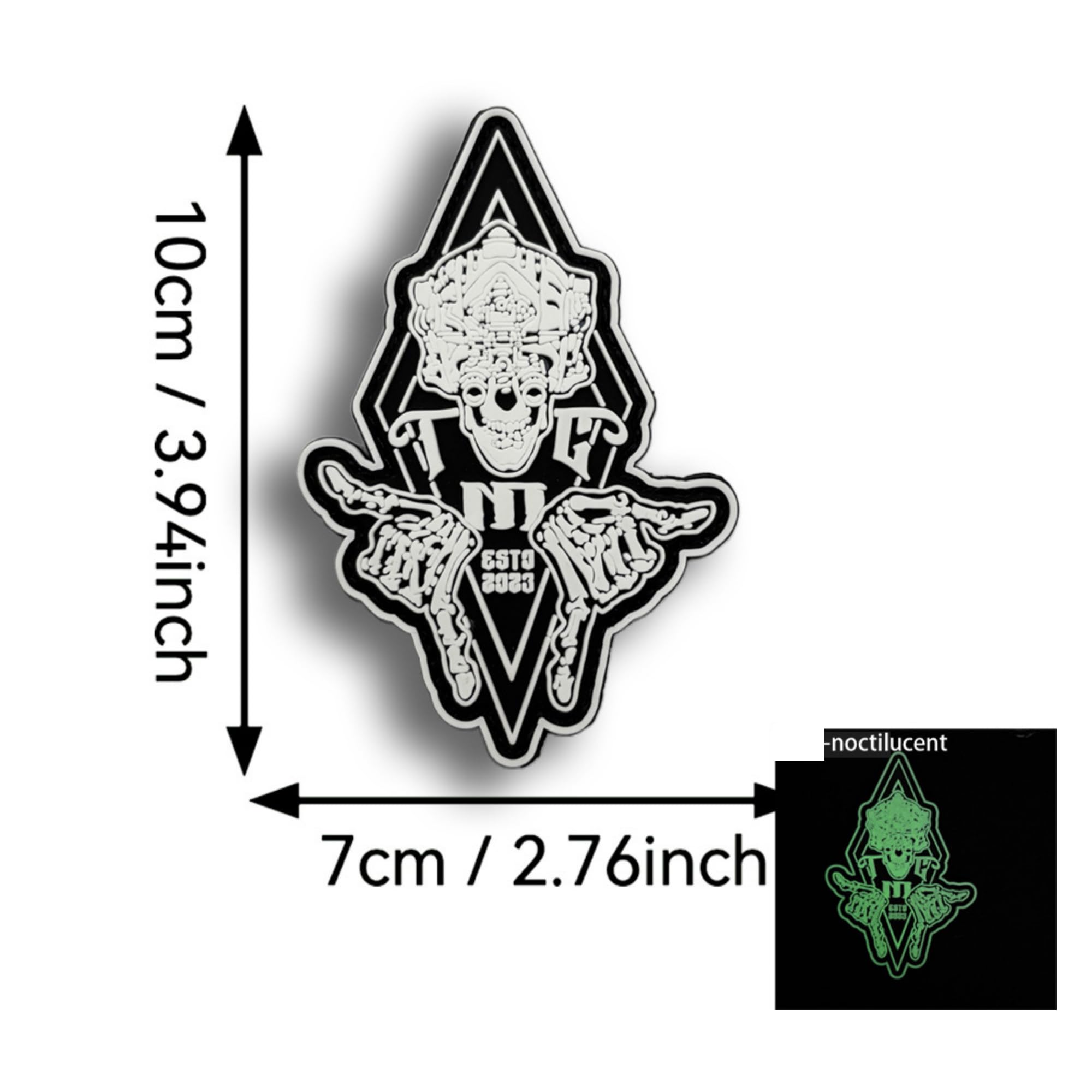 Frontline Observation Team Outfits PVC Patches, Glow in Dark, Tactical Night Vision Goggles Skull Game Badges, Finger Morale Armbands Badges, 2.76 x 3.94 Inch - Image 2