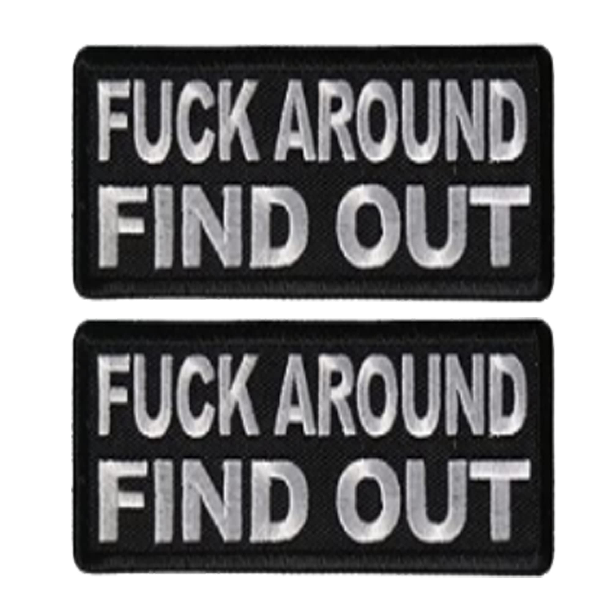 Fuck Around Find Out Applique Patches, Cute Funny Fabric Embroidered Appliqué Patches, Tactical Armband Badges Emblem Applique Attachment Hook Fastener Backing Sewing Repair Patches for Clothes