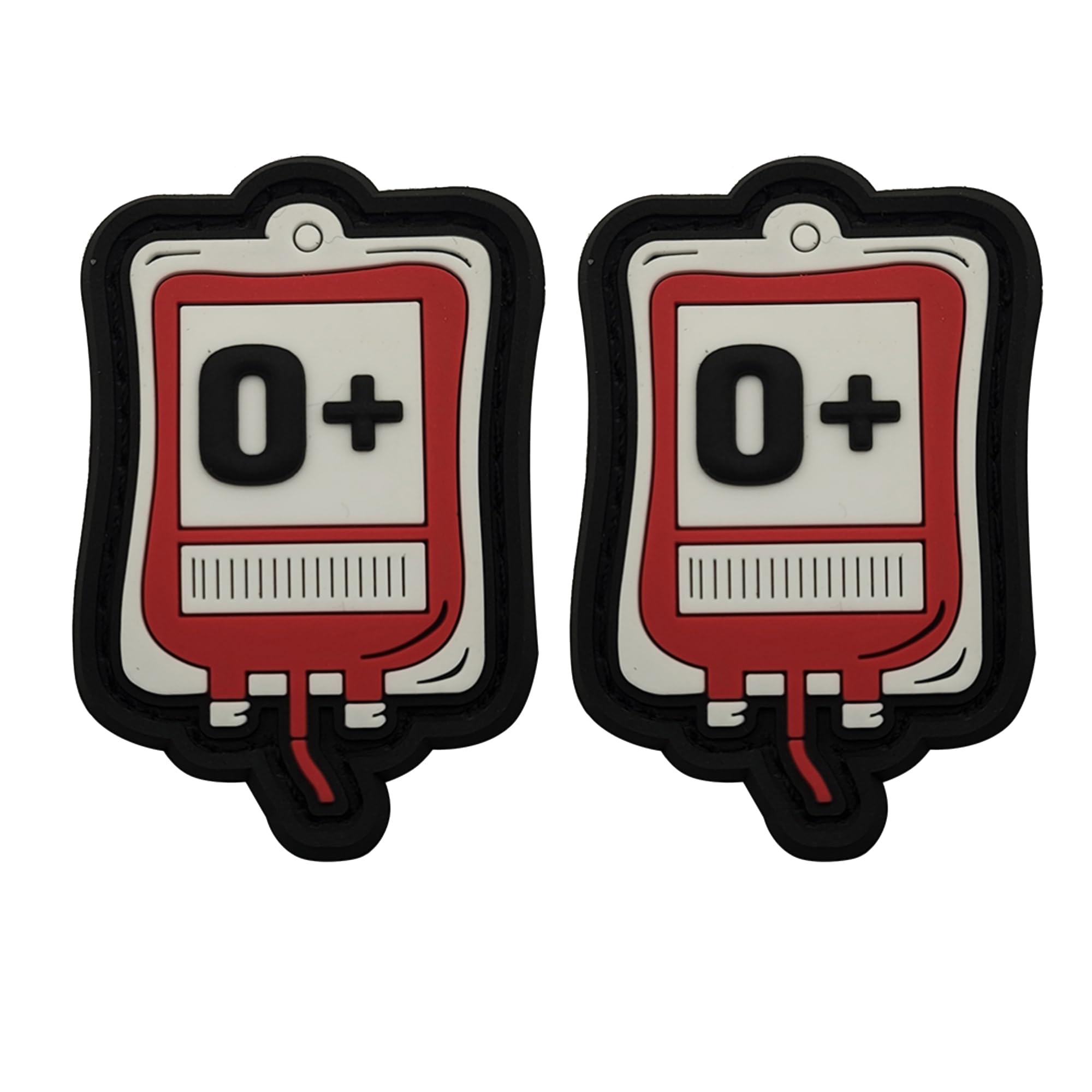 Funny Blood Type PVC Patch, O+ Positive POS Blood Type PVC Rubber Patches, Medical Bag Decorative Appliques with Hook and Loop Fastener Backing Badges for Clothes, Backpacks, Helmet, Tactical Gears