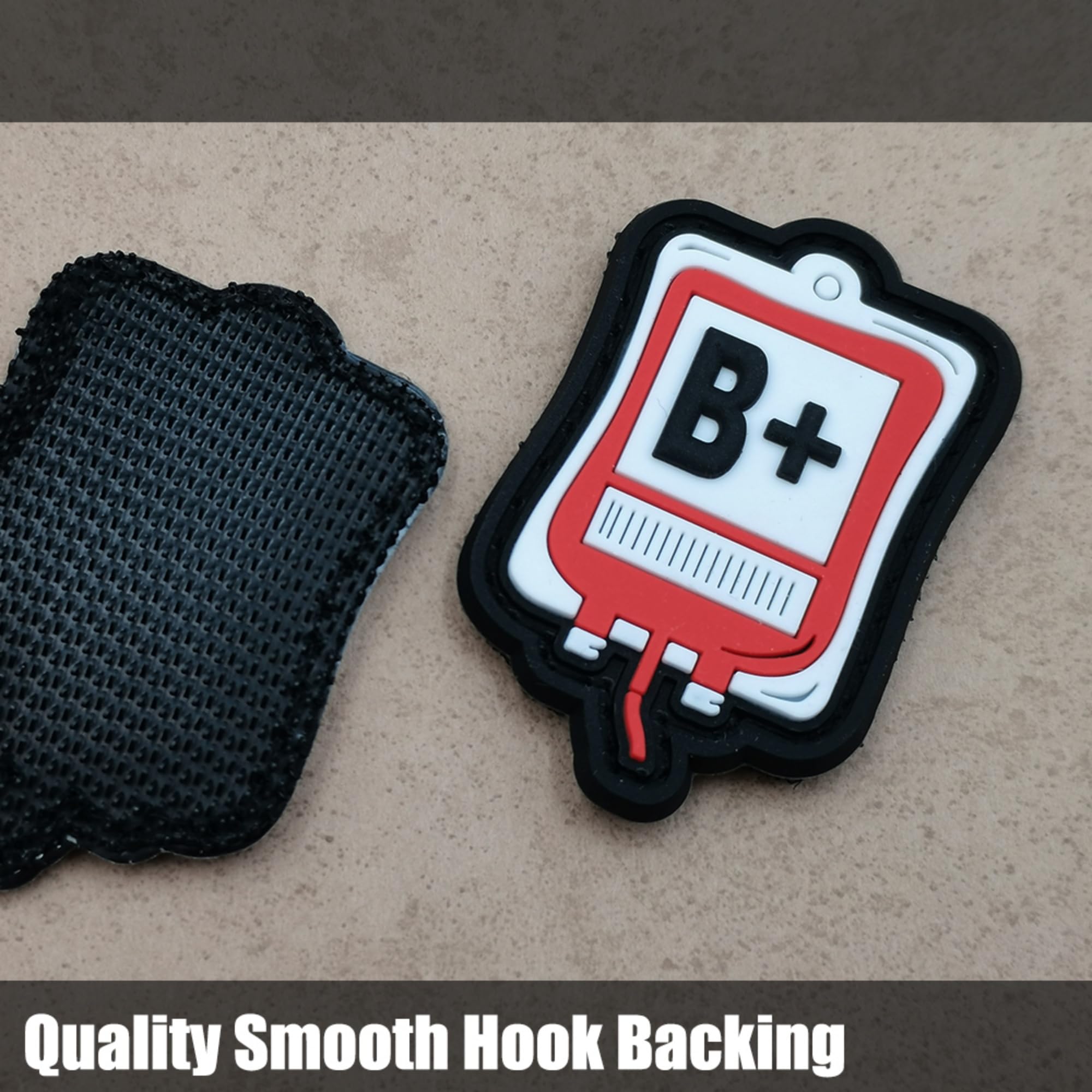 Funny Blood Type PVC Patch, O+ Positive POS Blood Type PVC Rubber Patches, Medical Bag Decorative Appliques with Hook and Loop Fastener Backing Badges for Clothes, Backpacks, Helmet, Tactical Gears - Image 2