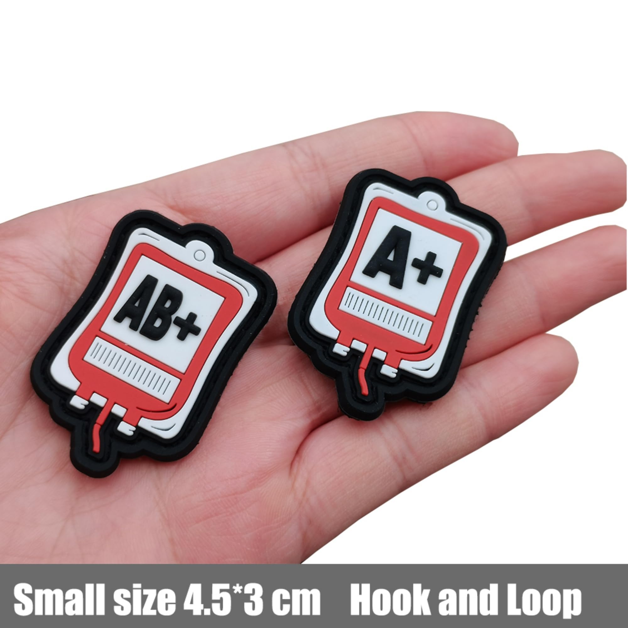Funny Blood Type PVC Patch, O+ Positive POS Blood Type PVC Rubber Patches, Medical Bag Decorative Appliques with Hook and Loop Fastener Backing Badges for Clothes, Backpacks, Helmet, Tactical Gears - Image 3