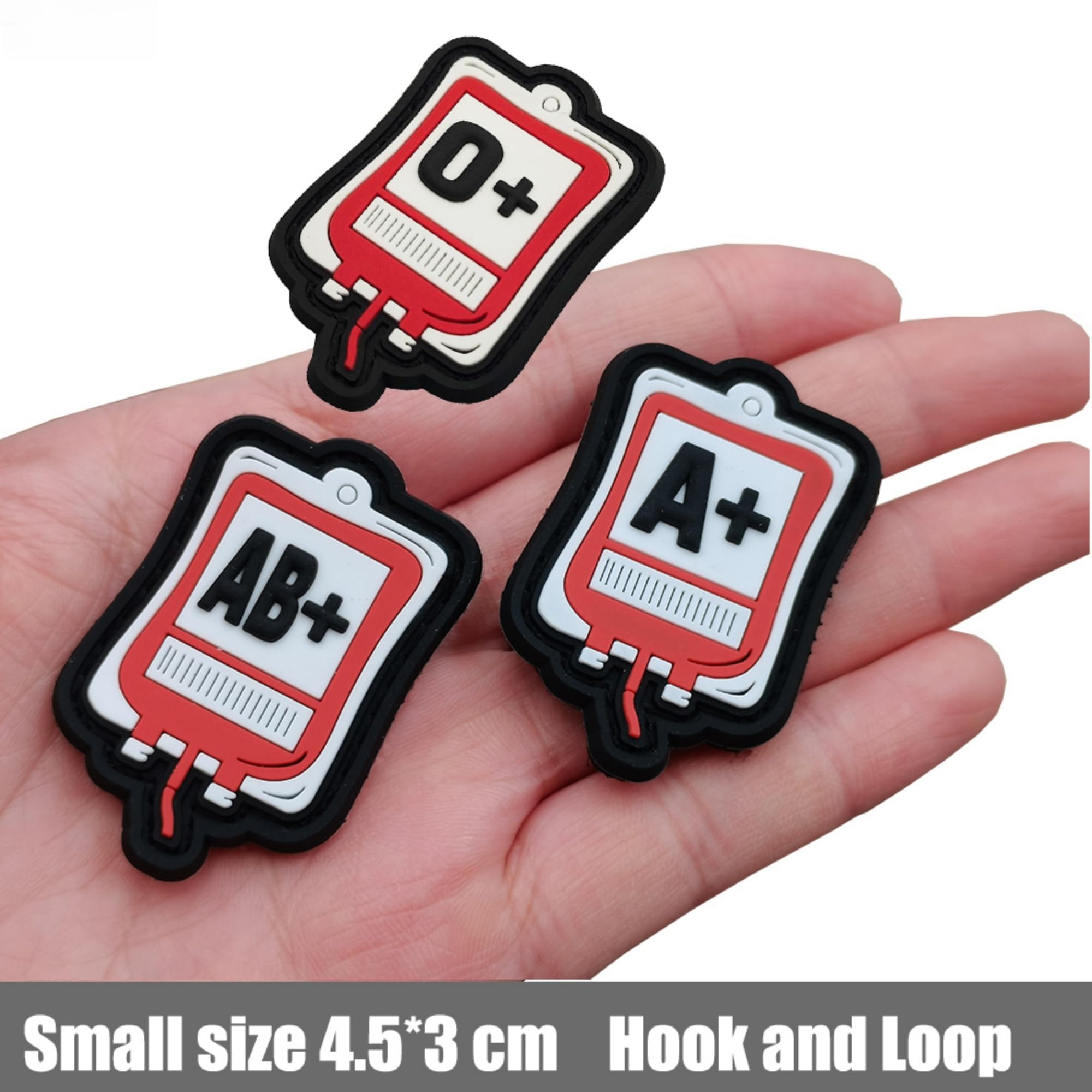 Funny Blood Type PVC Patch, O+ Positive POS Blood Type PVC Rubber Patches, Medical Bag Decorative Appliques with Hook and Loop Fastener Backing Badges for Clothes, Backpacks, Helmet, Tactical Gears - Image 5