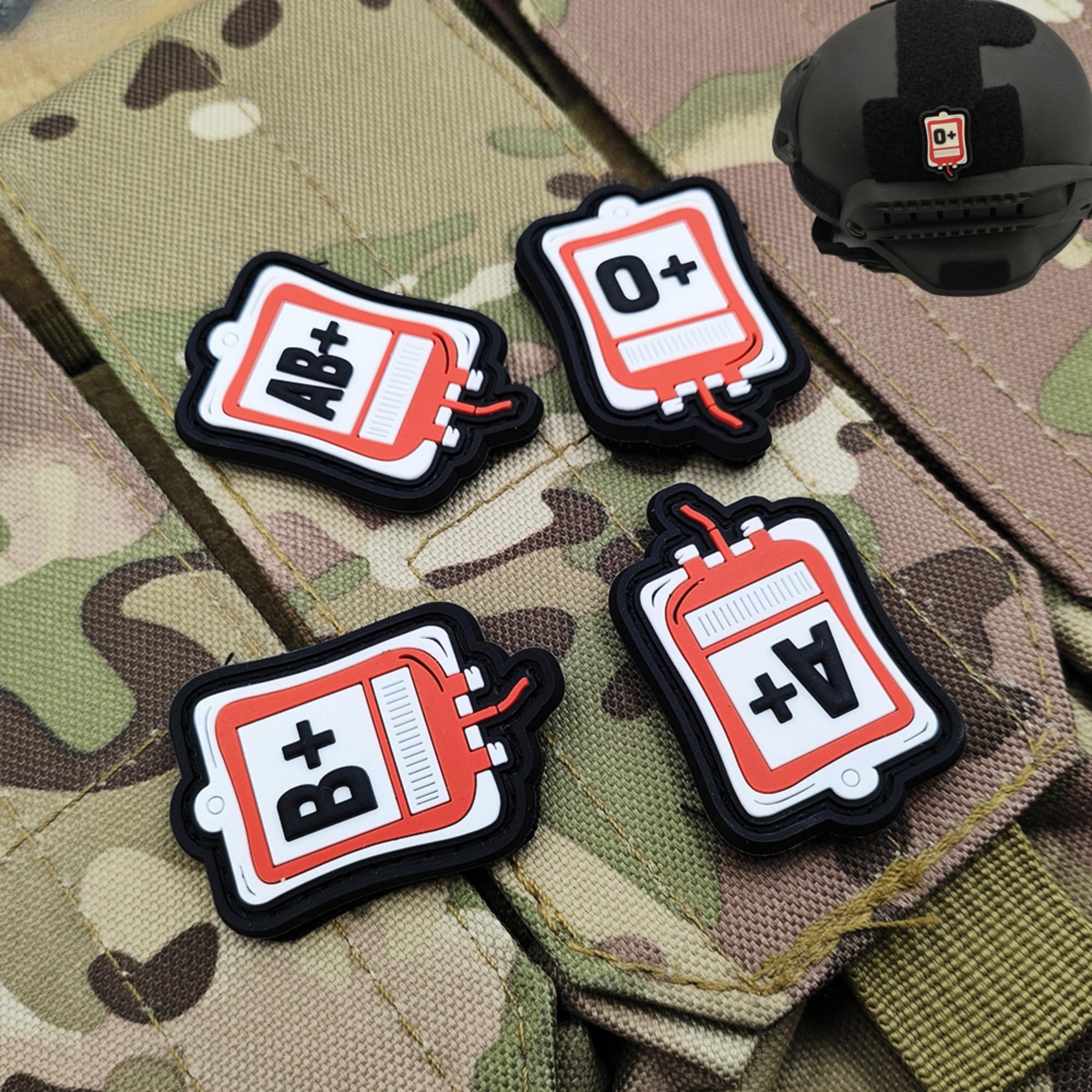 Funny Blood Type PVC Patch, O+ Positive POS Blood Type PVC Rubber Patches, Medical Bag Decorative Appliques with Hook and Loop Fastener Backing Badges for Clothes, Backpacks, Helmet, Tactical Gears - Image 8
