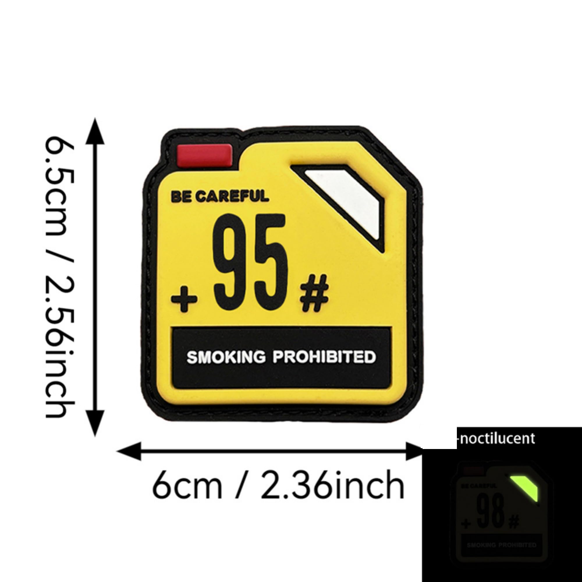 Gasoline Drum Label PVC Morale Patch, Glow in the Dark, Hook and Loop Backing, 92 95 98 Octane, 2.56 x 2.36 Inch, 2 Pack - Image 2