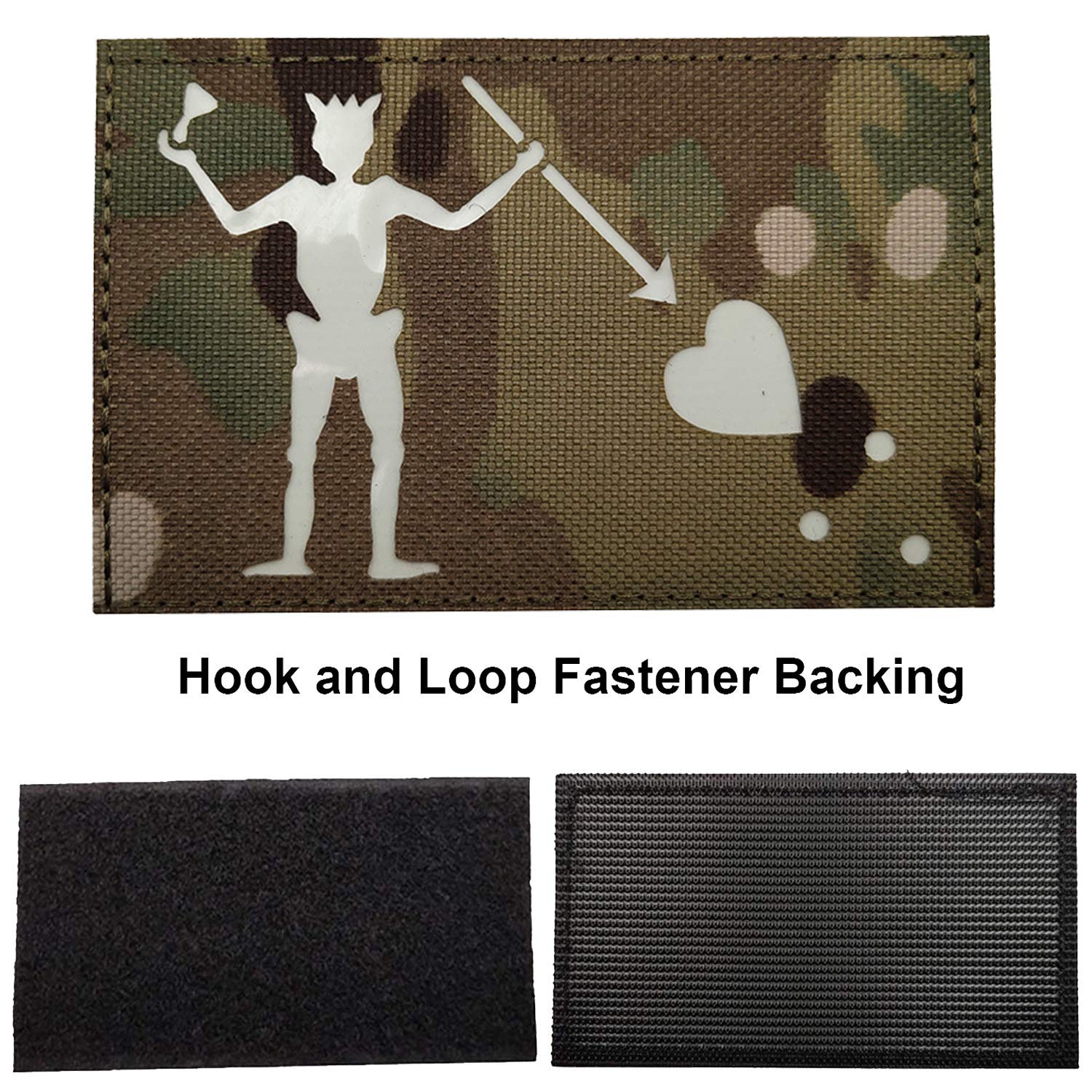 Glow Dark Edward Teach Blackbeard Pirate Flag Patch - Tactical Military Badges Decorative Appliques - Hook and Loop Fastener Backed - Image 6