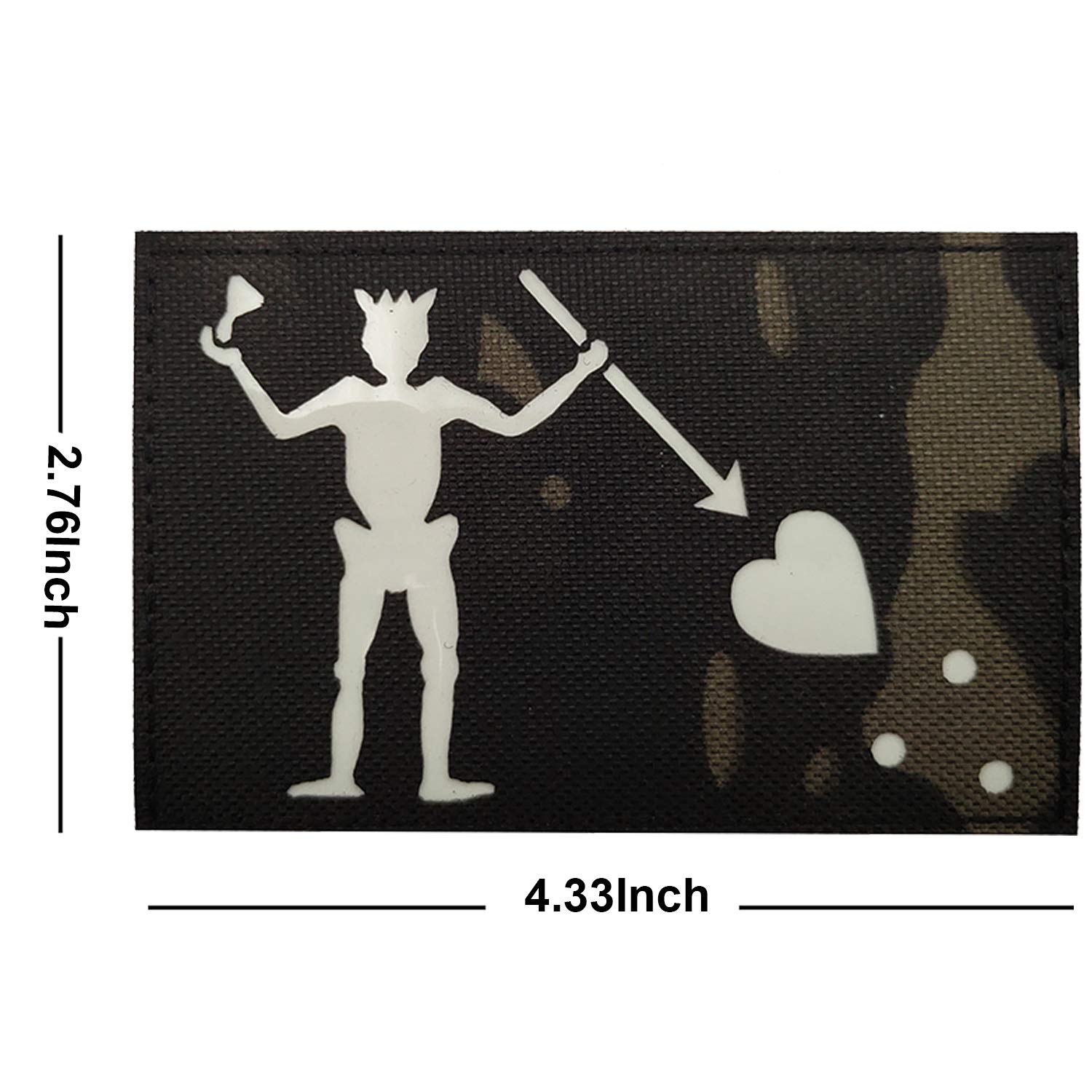 Glow Dark Edward Teach Blackbeard Pirate Flag Patch - Tactical Military Badges Decorative Appliques - Hook and Loop Fastener Backed - Image 7