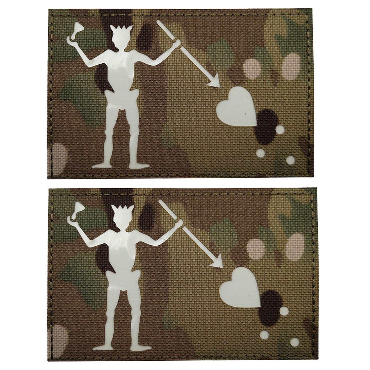 Glow Dark Edward Teach Blackbeard Pirate Flag Patch - Tactical Military Badges Decorative Appliques - Hook and Loop Fastener Backed