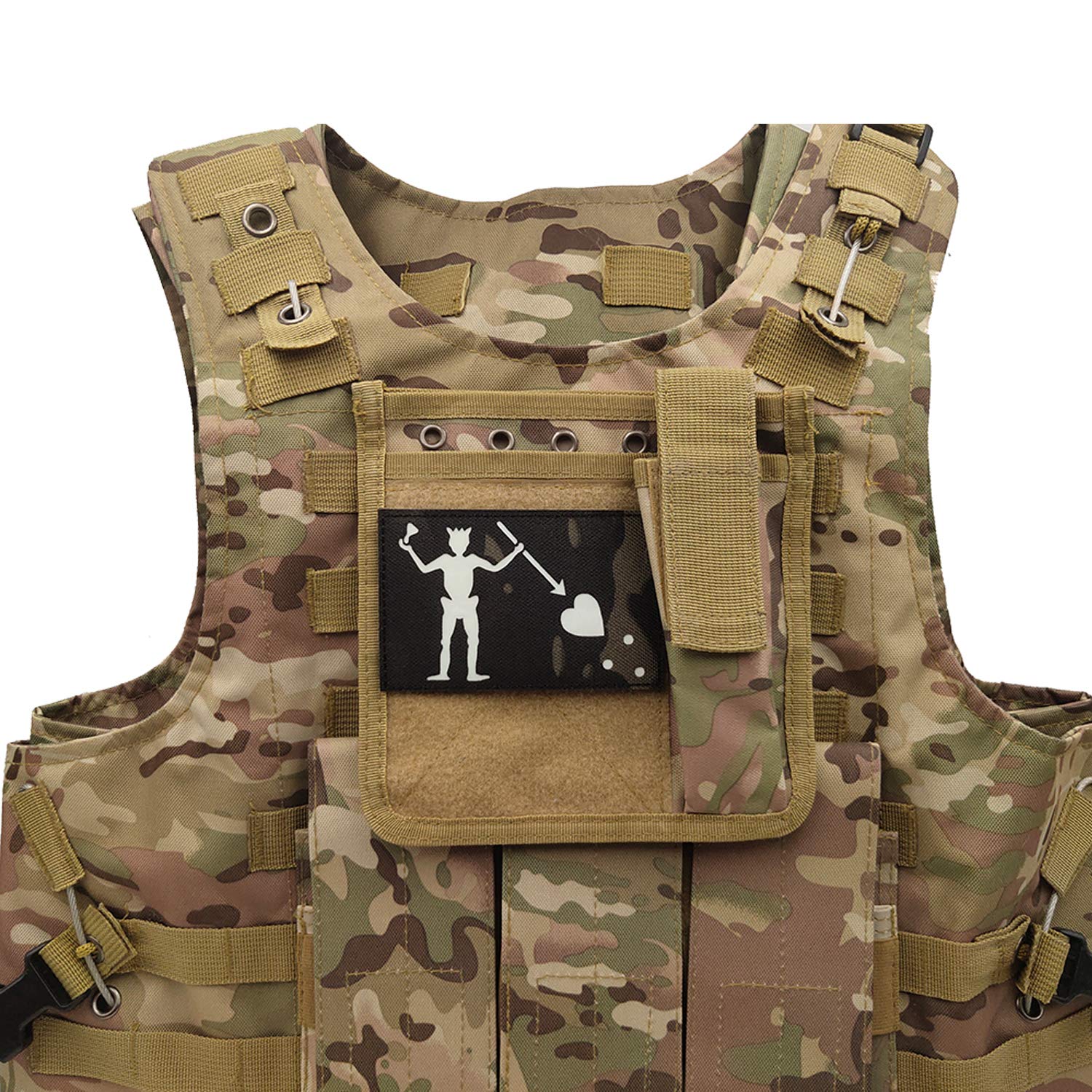 Glow Dark Edward Teach Blackbeard Pirate Flag Patch - Tactical Military Badges Decorative Appliques - Hook and Loop Fastener Backed - Image 5