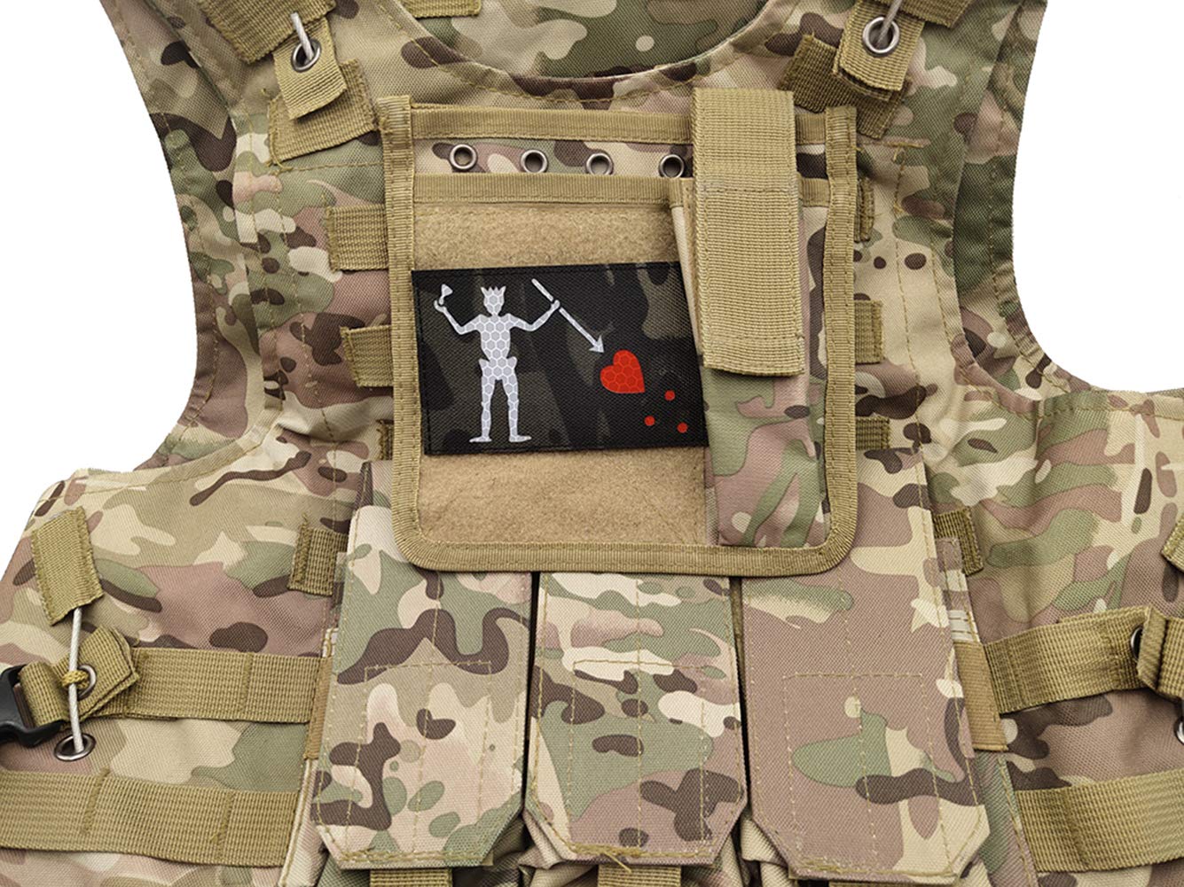 Glow Dark Edward Teach Blackbeard Pirate Flag Patch - Tactical Military Badges Decorative Appliques - Hook and Loop Fastener Backed - Image 6