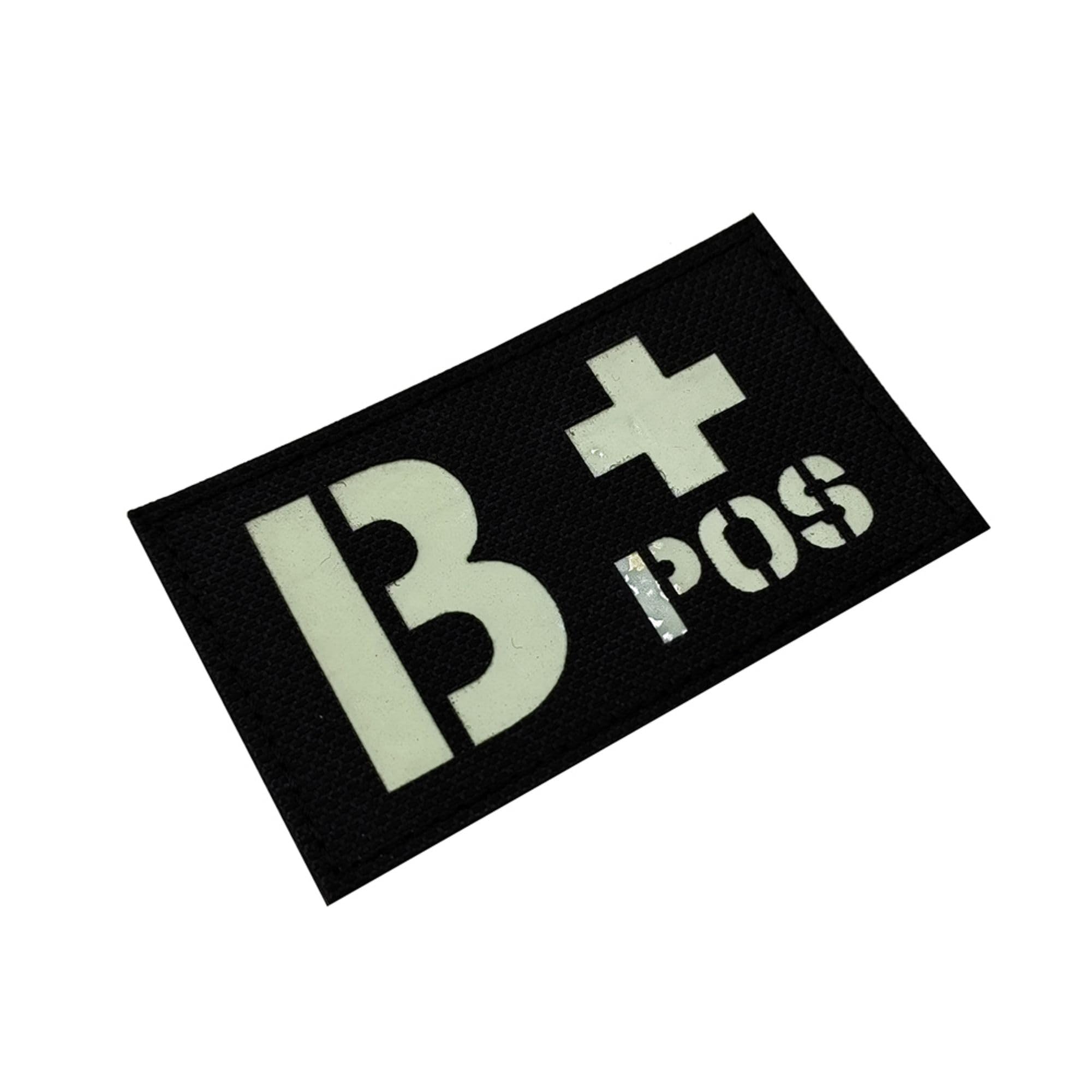 Glow-in-Dark Blood Type Medical Patches, B Positive, 3.35 x 1.97 Inch, Black, Hook and Loop Fastener Backing, 4-Pack - Image 4