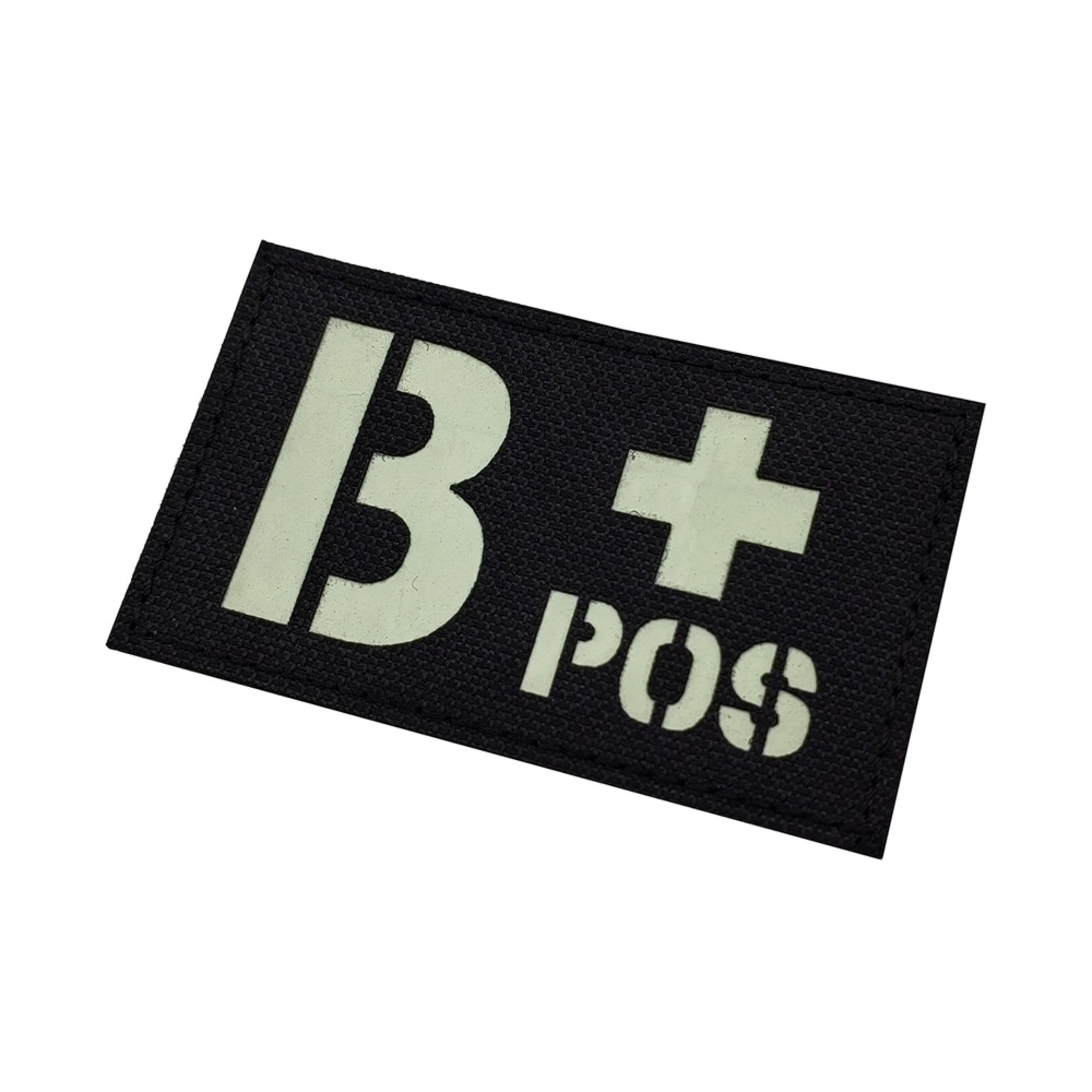 Glow-in-Dark Blood Type Medical Patches, B Positive, 3.35 x 1.97 Inch, Black, Hook and Loop Fastener Backing, 4-Pack - Image 5